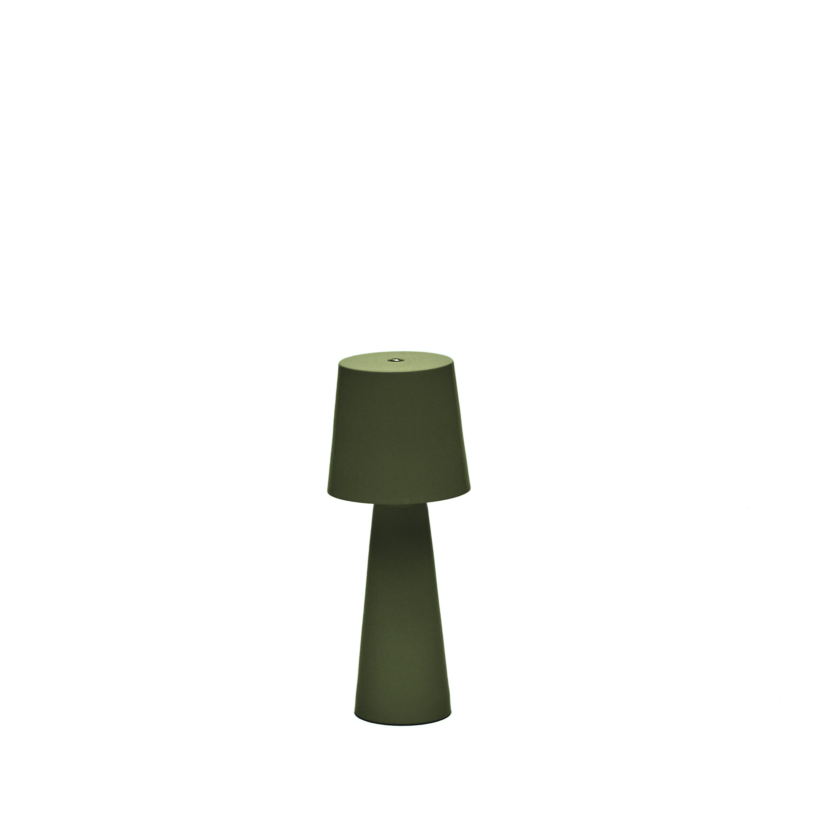 Arenys small outdoor metal table lamp in a green painted finish - Product Image