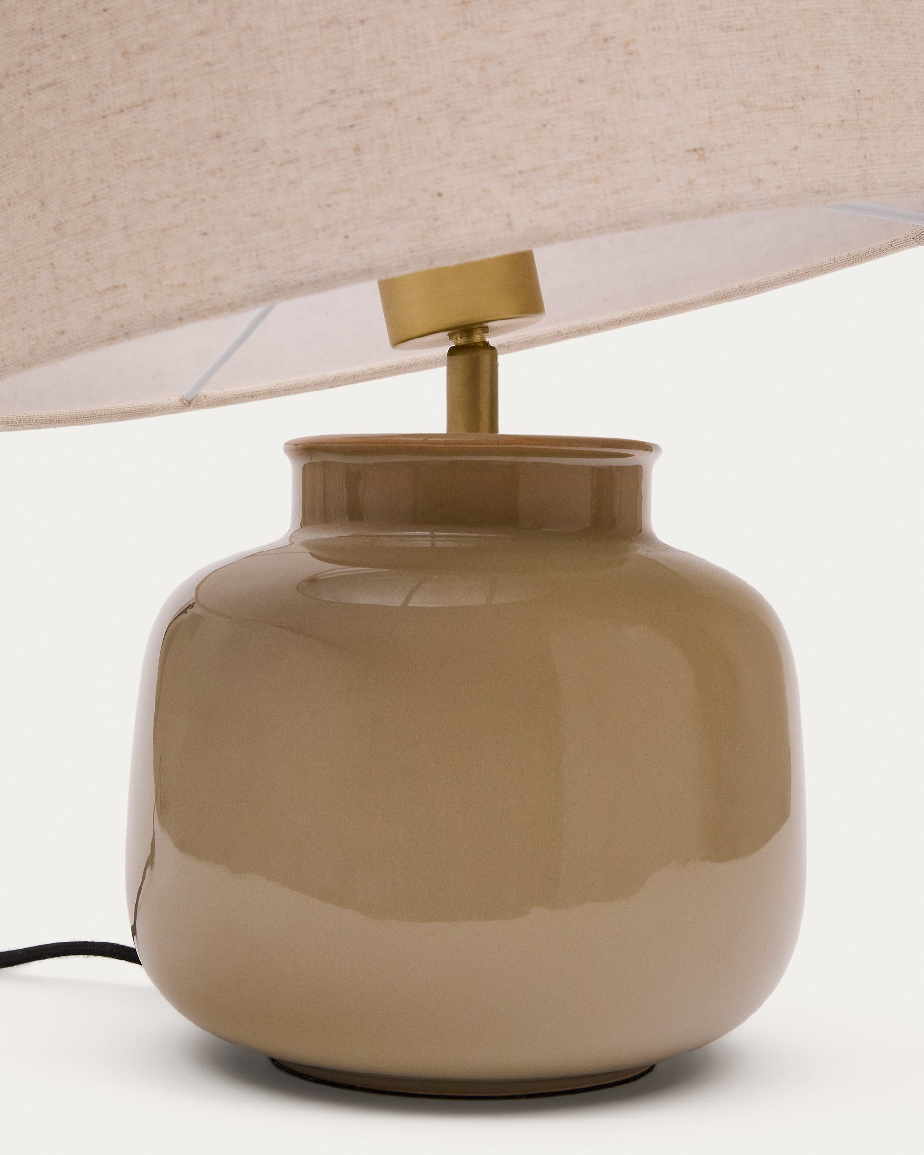 Tay green ceramic and beige linen table lamp - Detail