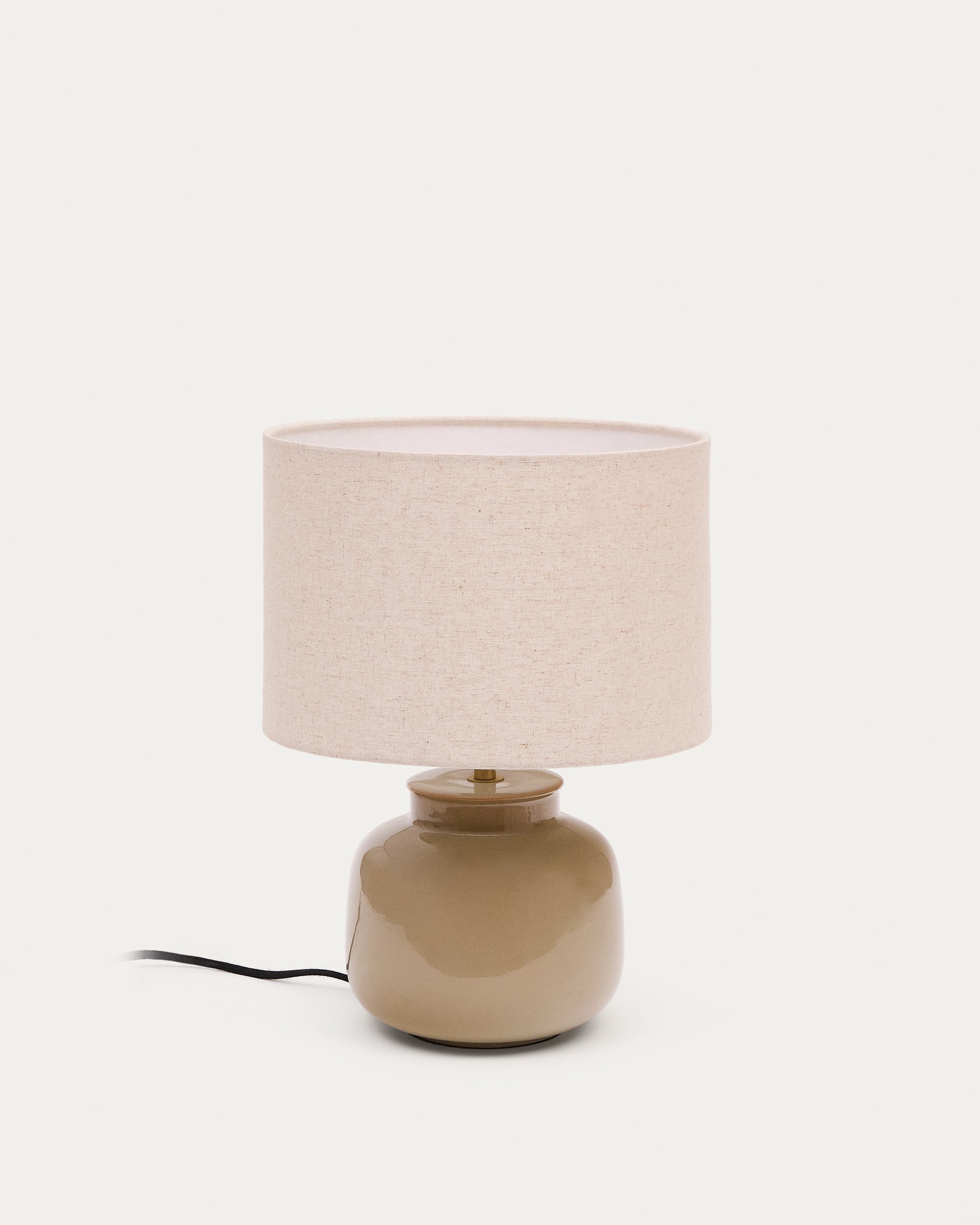 Tay green ceramic and beige linen table lamp - Product View