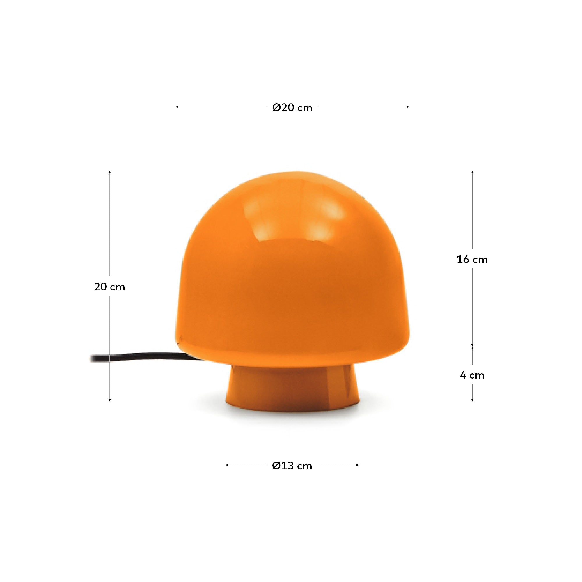 Reig orange glass table lamp - Measurements