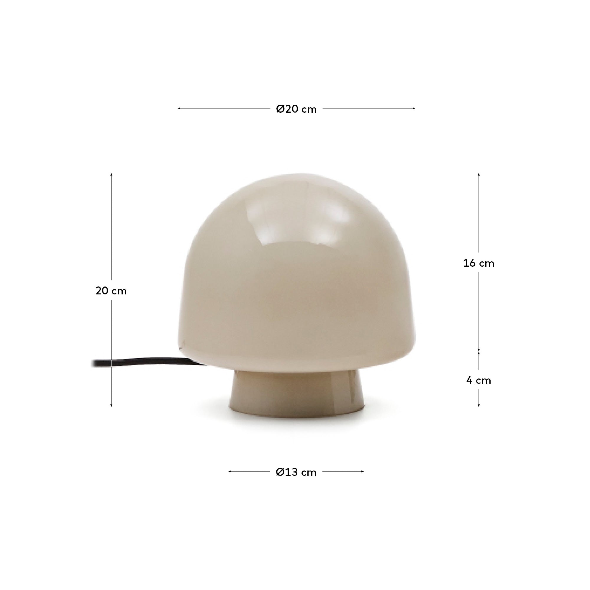 Reig grey glass table lamp - Measurements