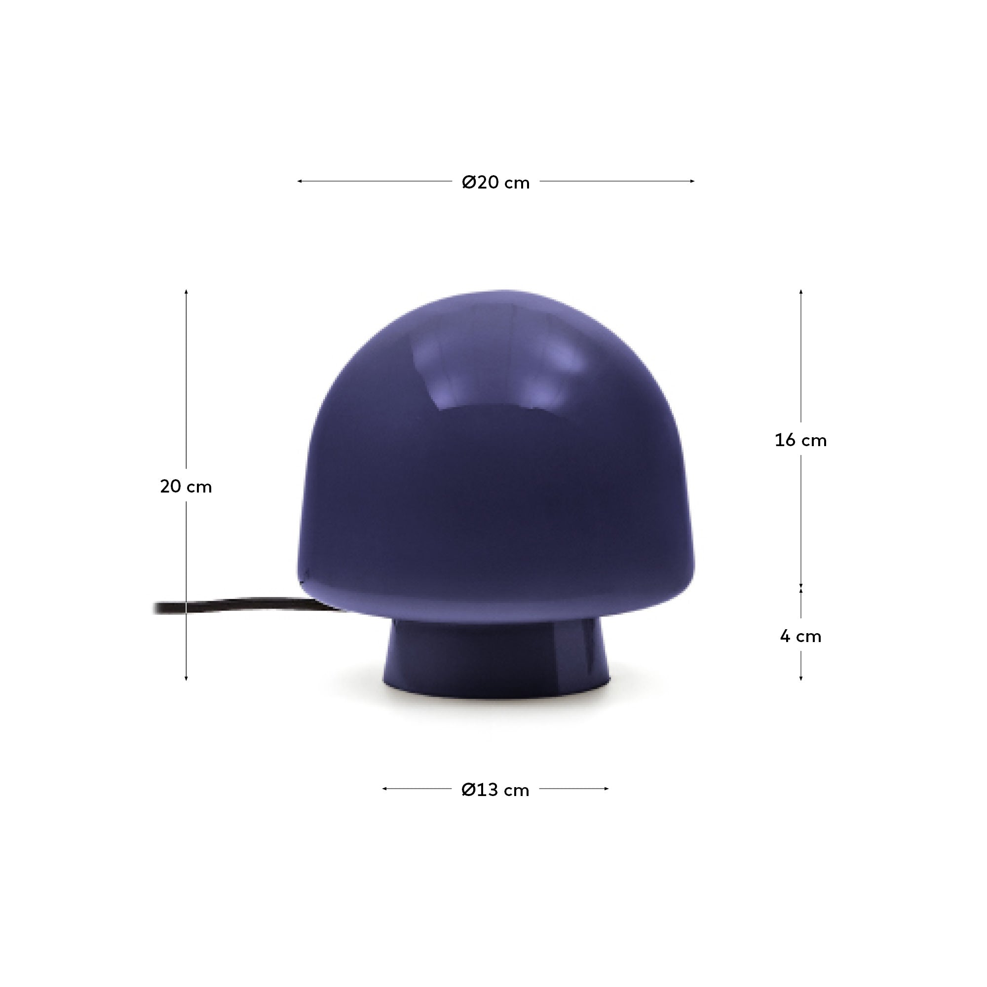 Reig blue glass table lamp - Measurements