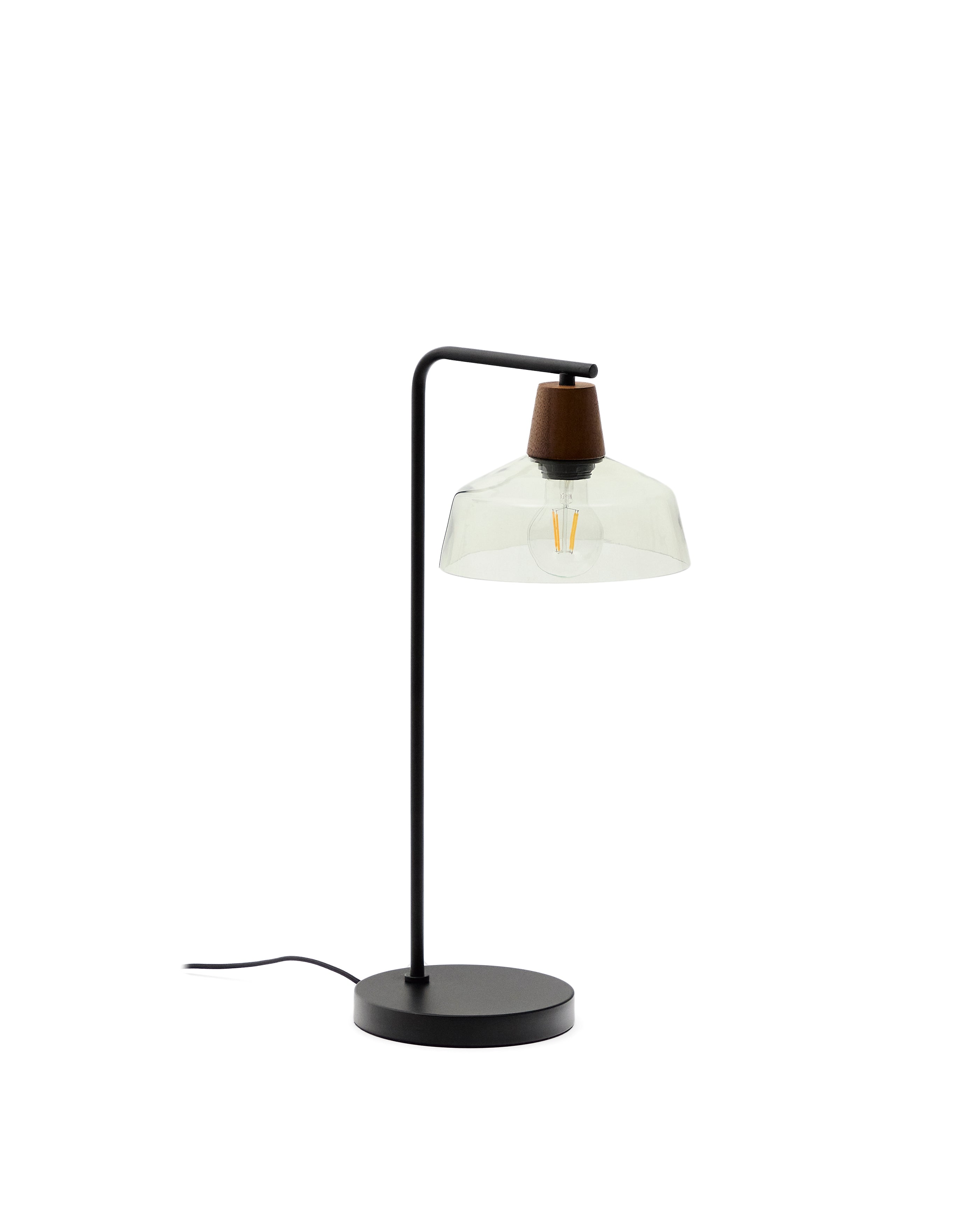 Silex table lamp with a metal foot in green glass - Product Image