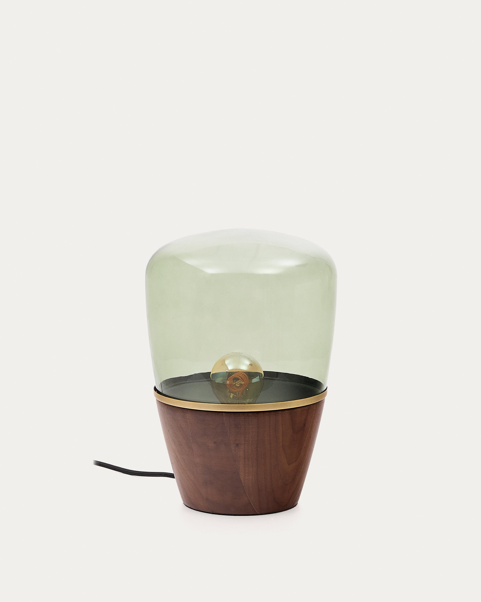 Silex table lamp made of walnut veneer and green glass - Product View