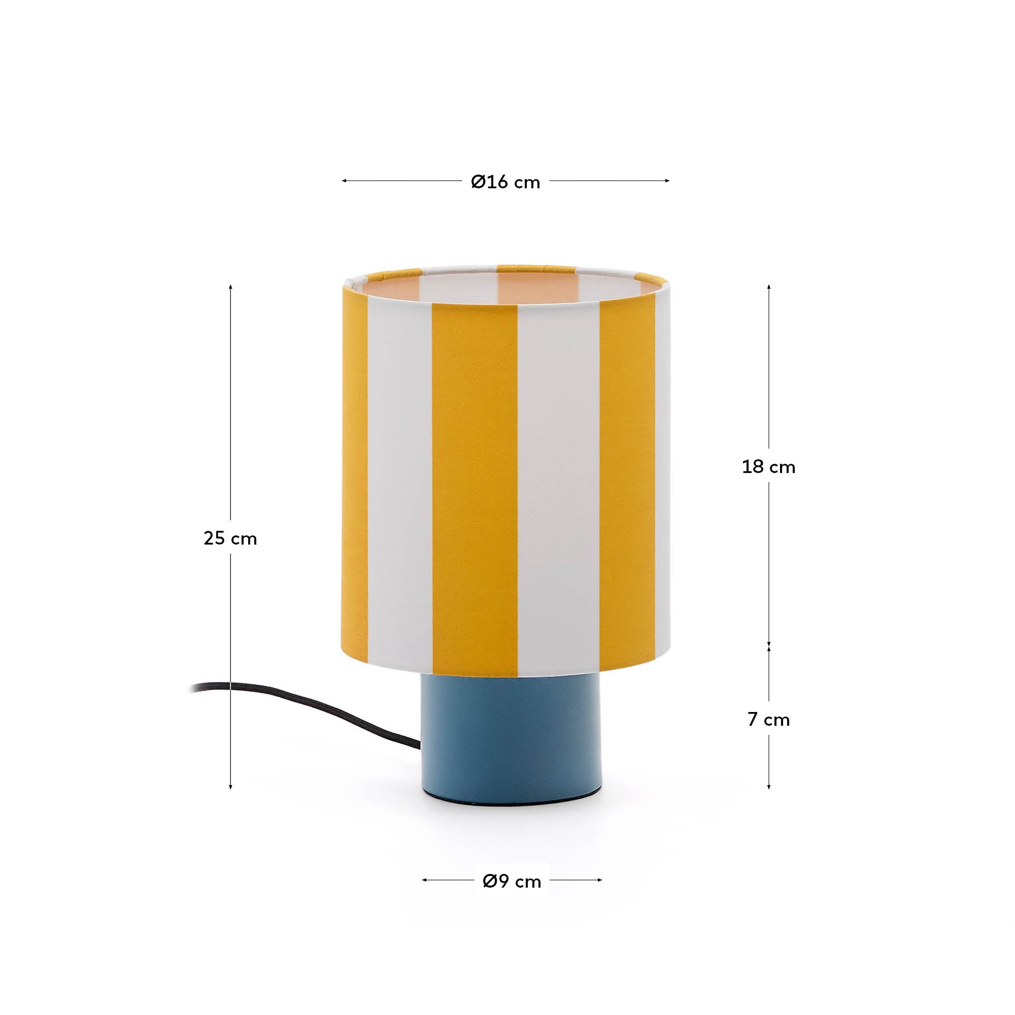 Ciral metal table lamp in a blue painted finish. - Measurements