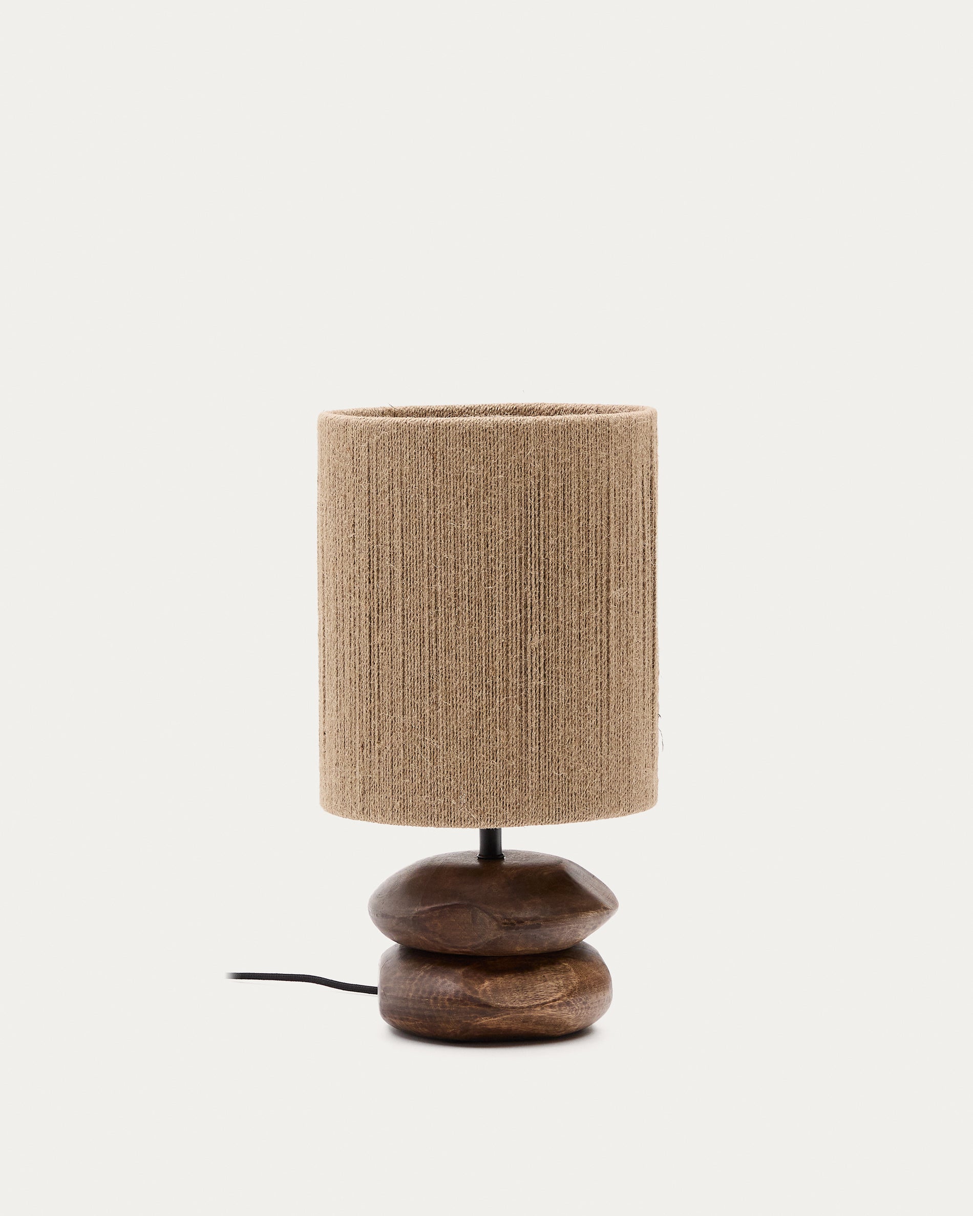 Kor table lamp made of jute and acacia wood in a dark finish - Product View