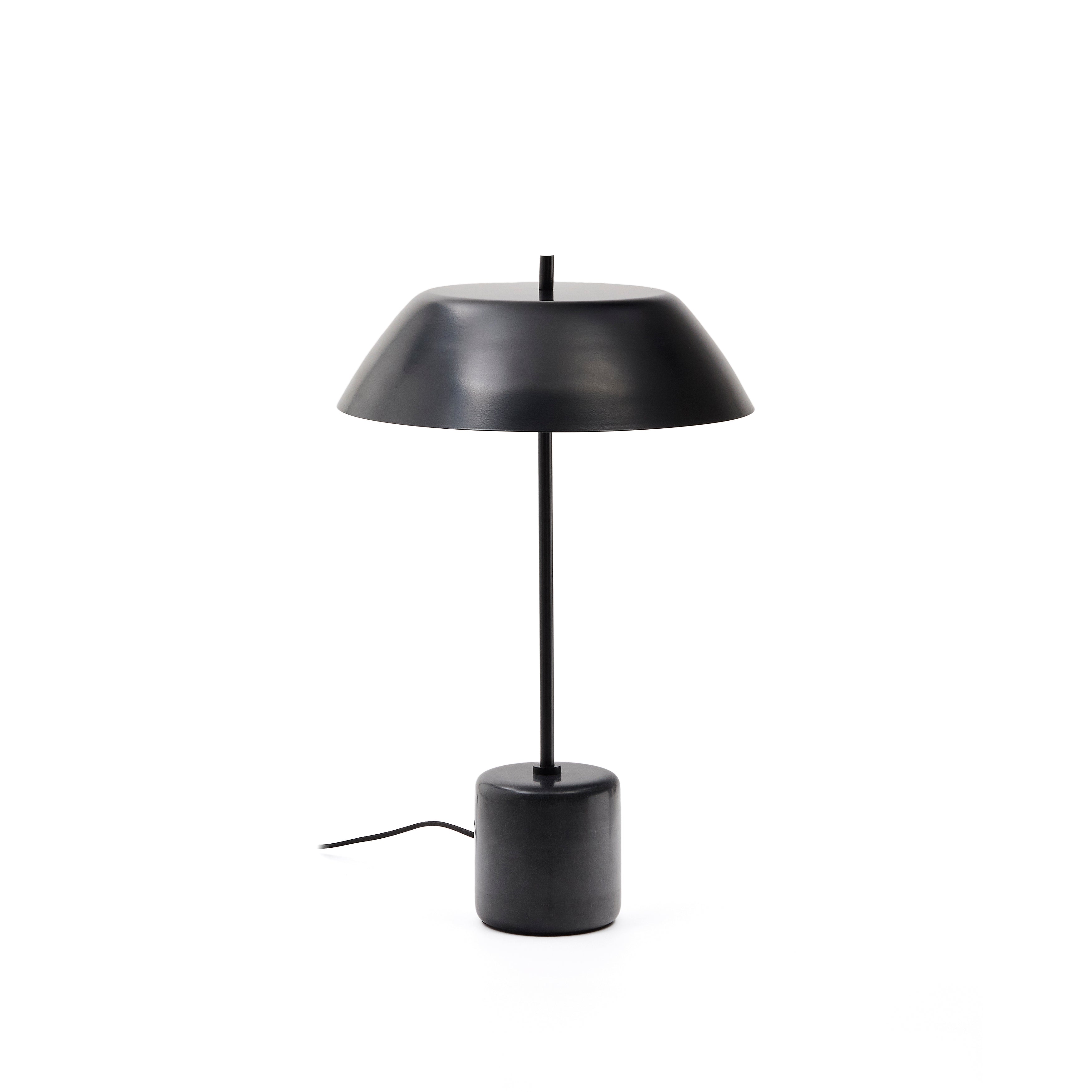 Sayra table lamp made of black marble and metal in a black painted finish - Product Image
