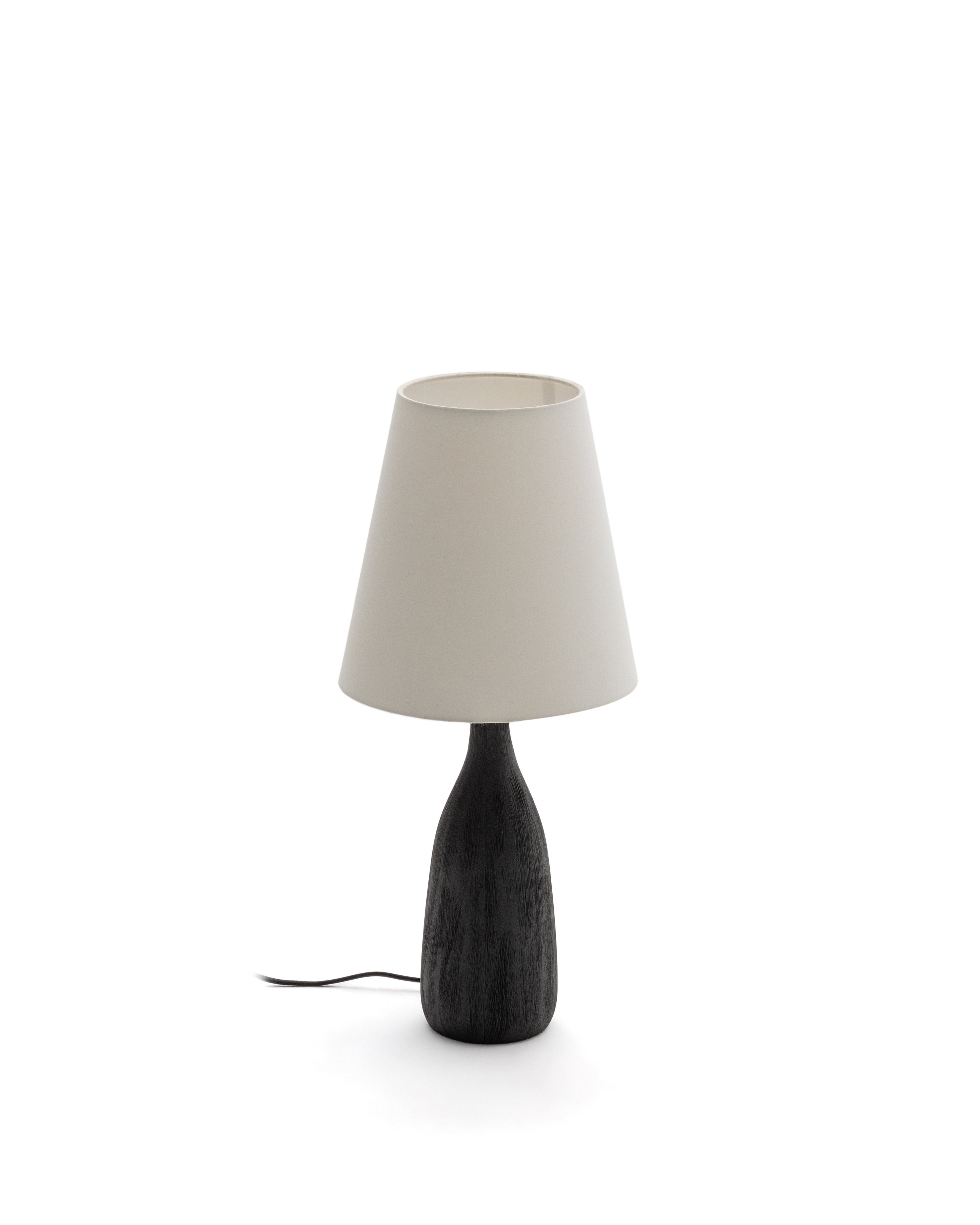 Luvia table lamp with a wooden base in a black painted finish - Product Image