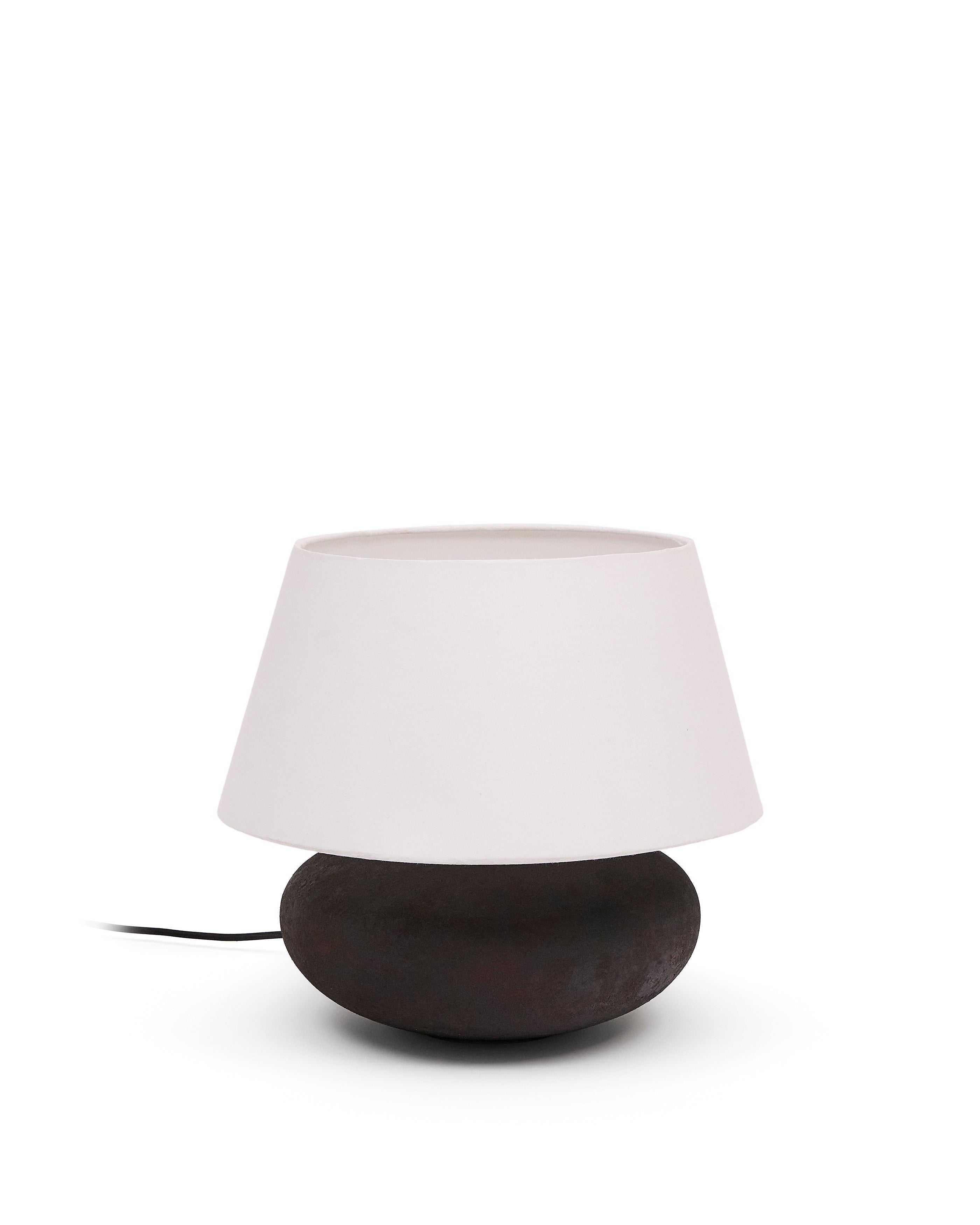 Nessi metal table lamp in a black terracotta effect finish - Product Image