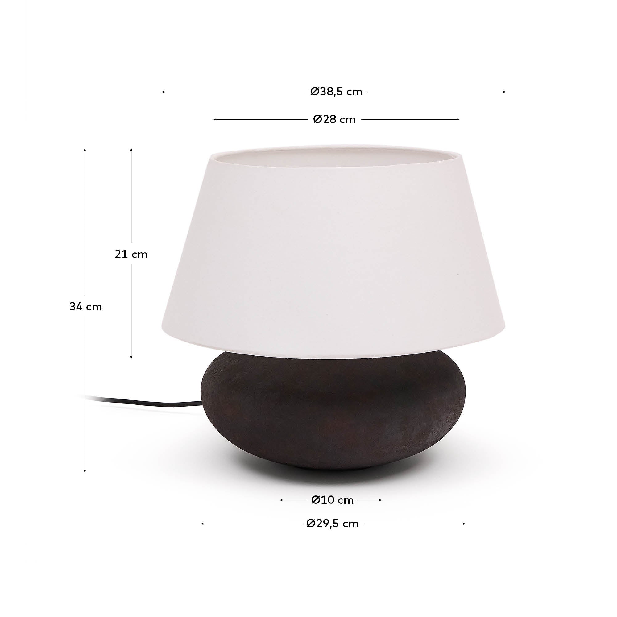 Nessi metal table lamp in a black terracotta effect finish - Measurements