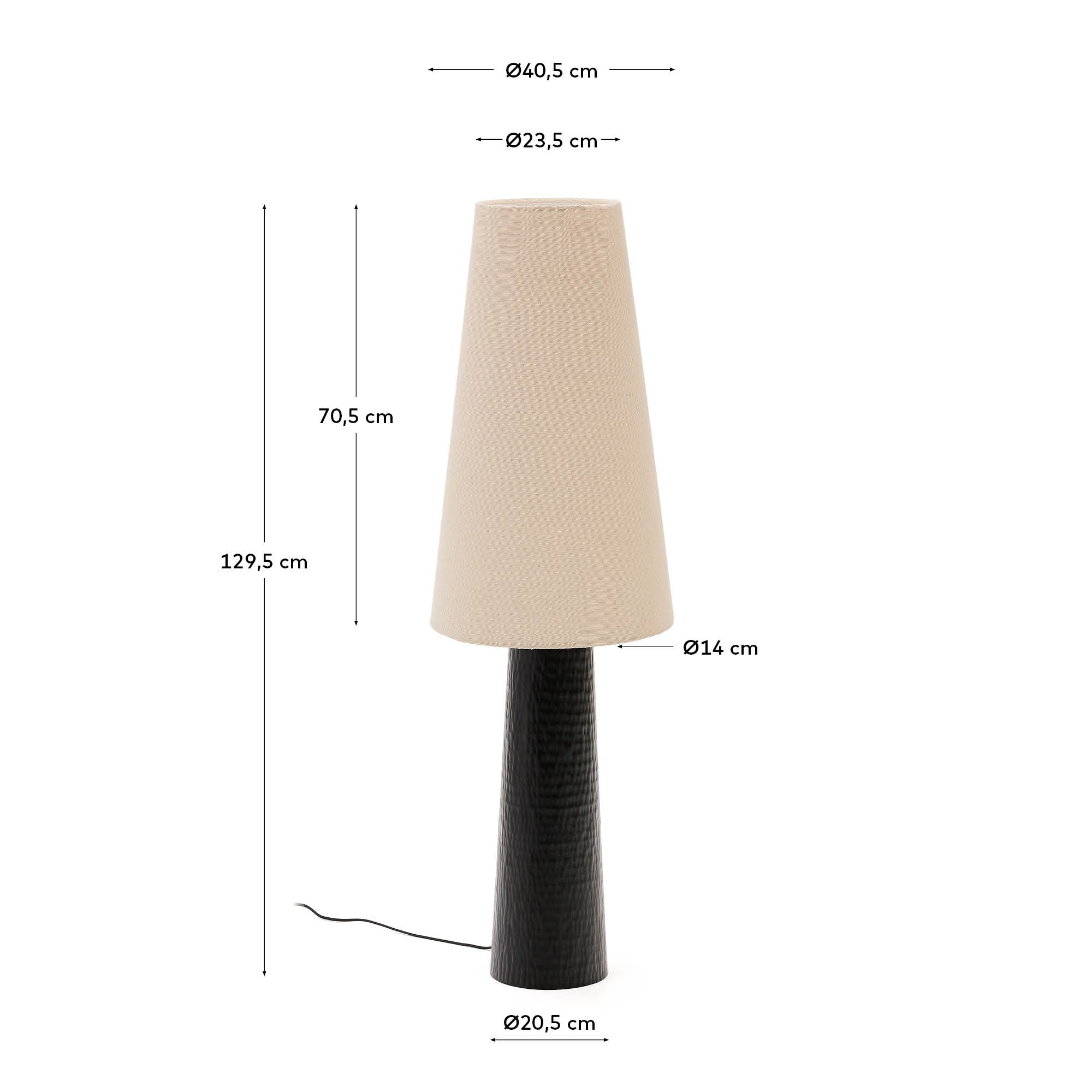 Senni table lamp with a metal base in a black painted finish - Measurements