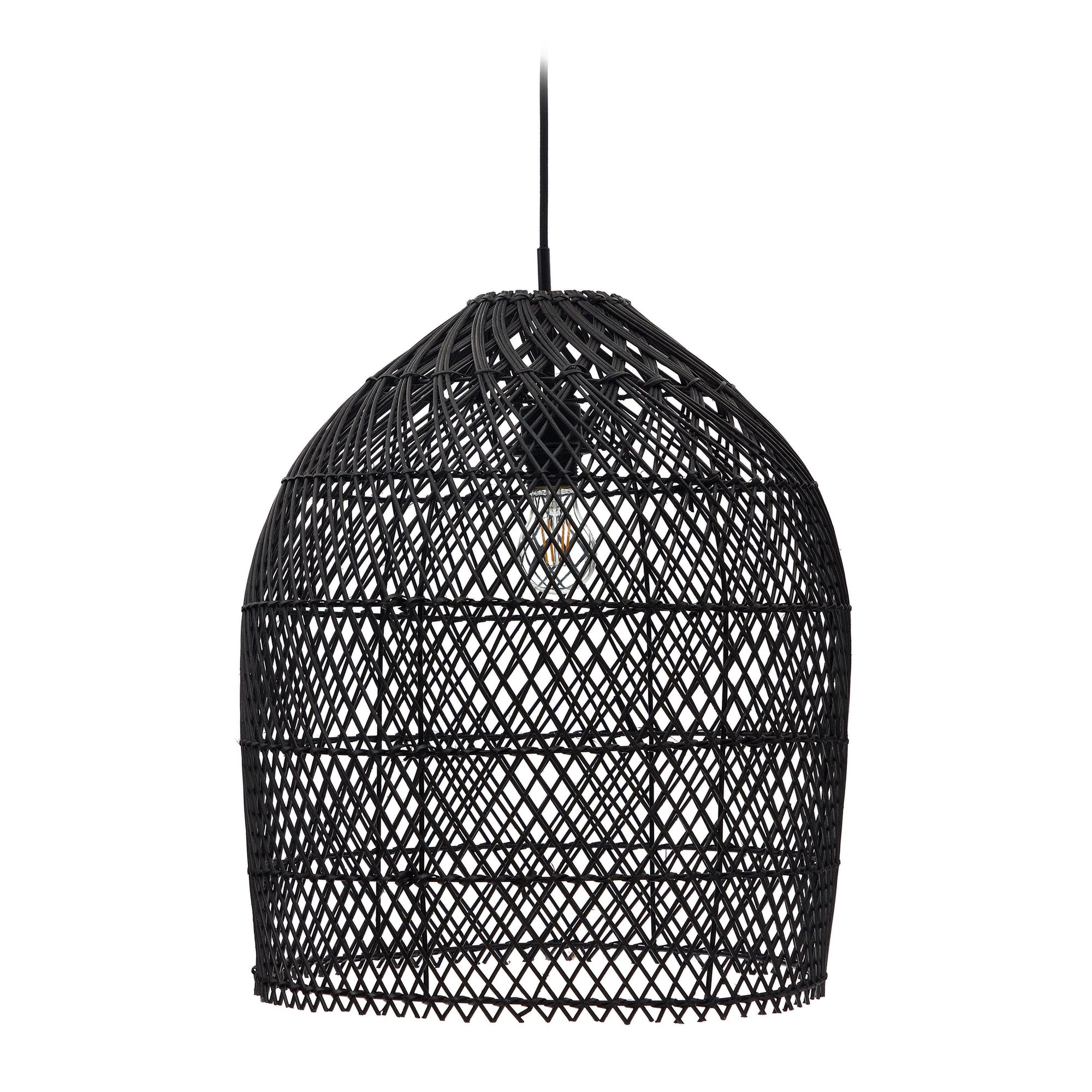 Domitila rattan ceiling lamp shade with black painted finish, Ø 44 cm - Product Image