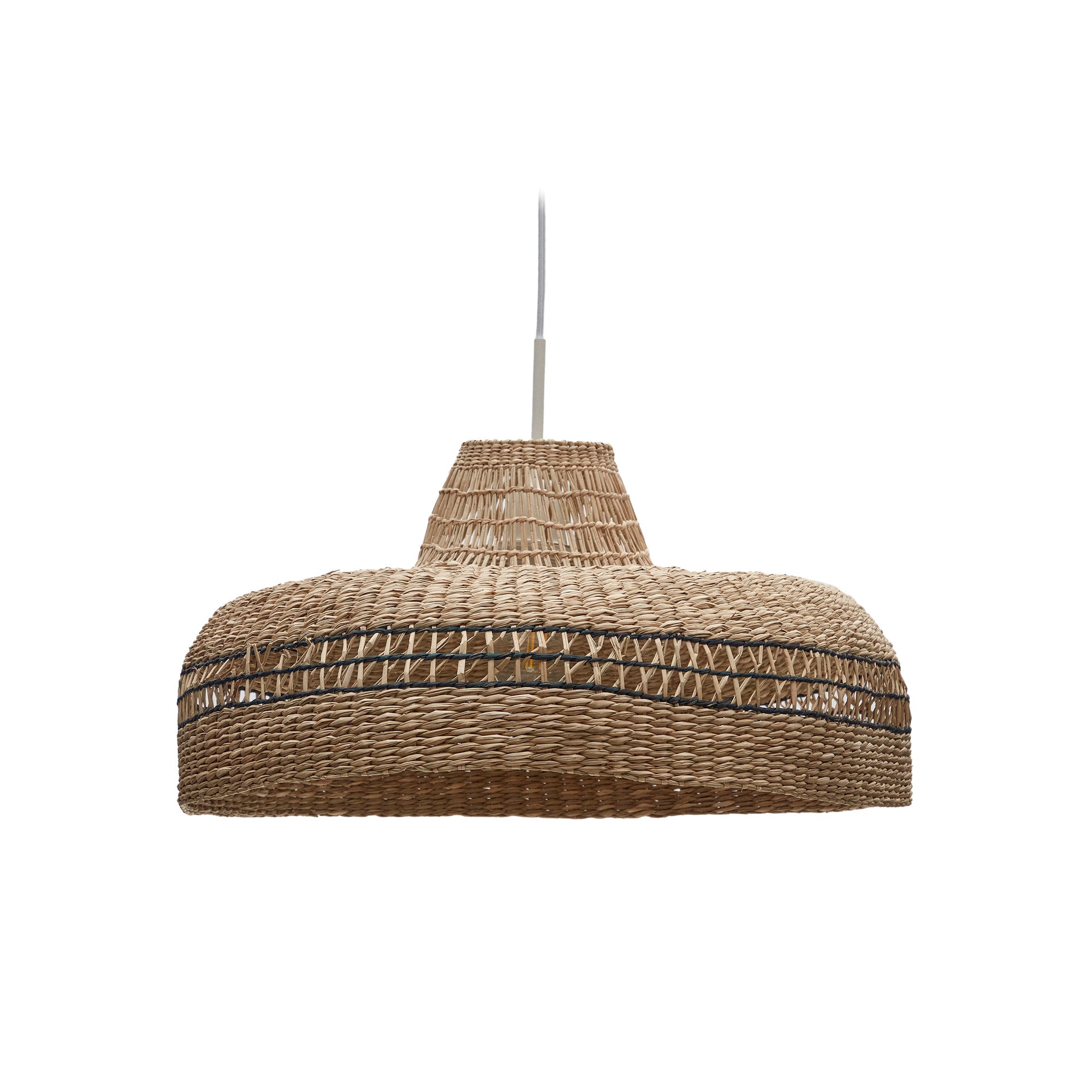 Rupia natural fiber ceiling lamp shade with a natural and black finish, Ø 55 cm - Product Image