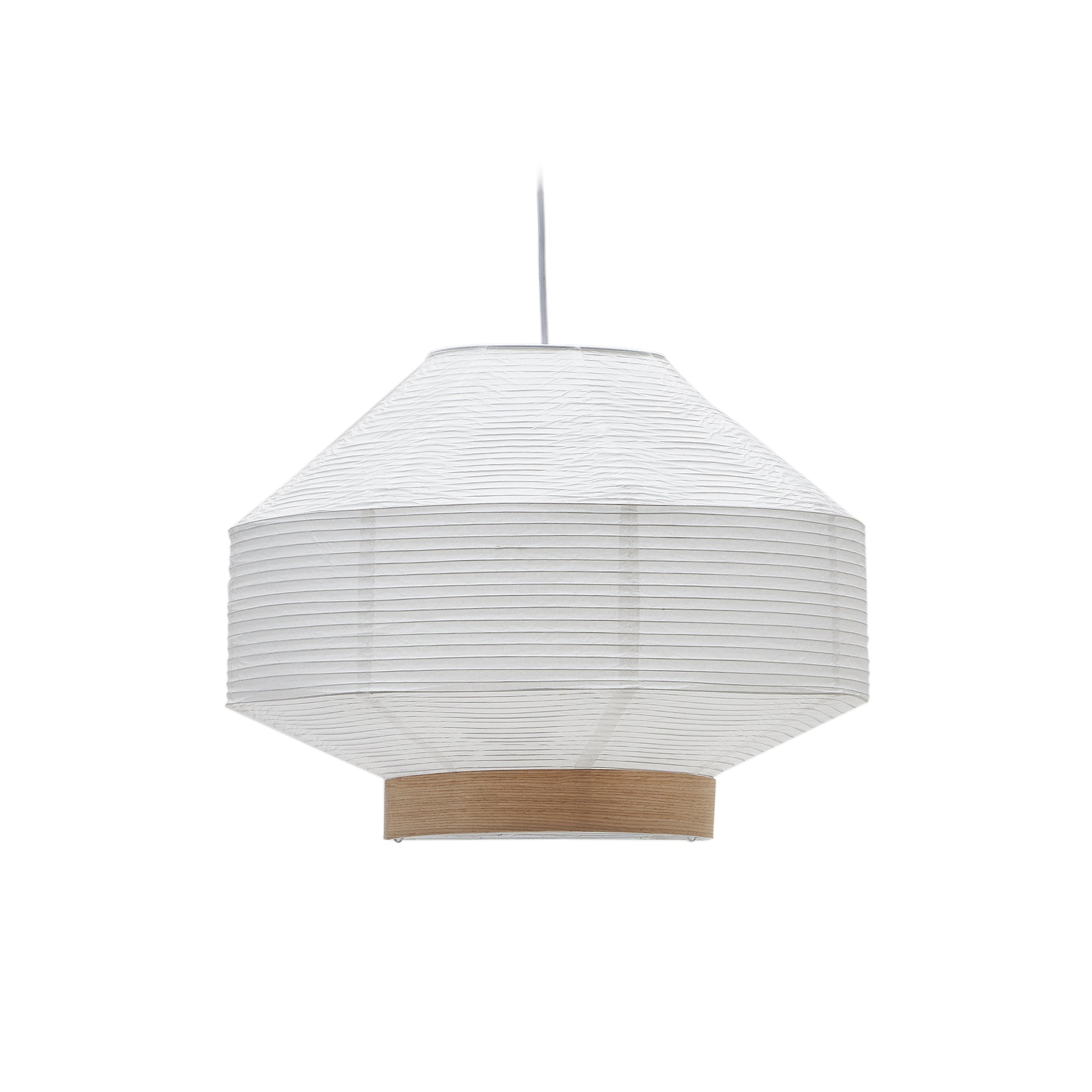 Hila ceiling lamp screen in white paper with natural wood veneer Ø 55 cm - Product Image