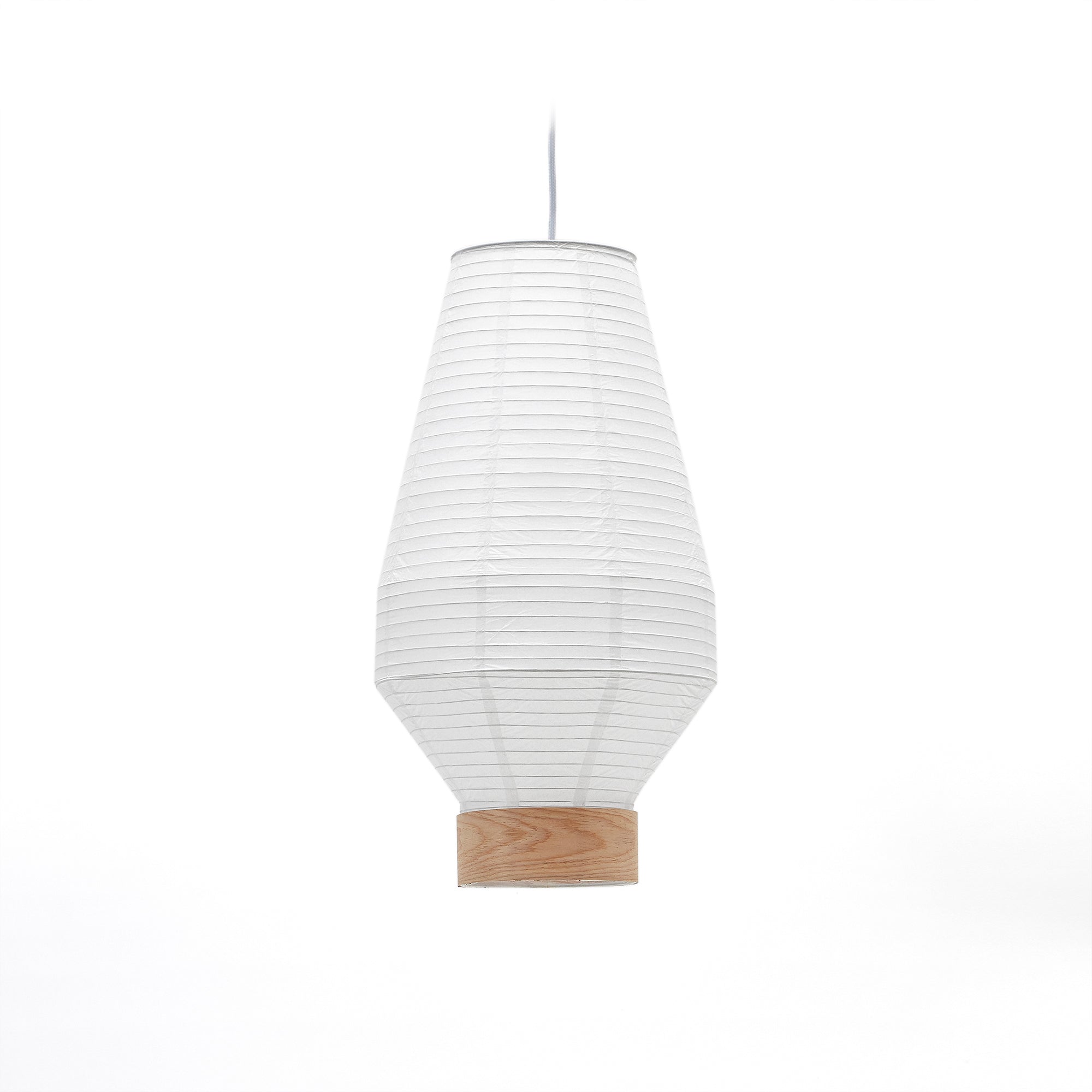 Hila ceiling lamp screen in white paper with natural wood veneer Ø 30 cm - Product Image