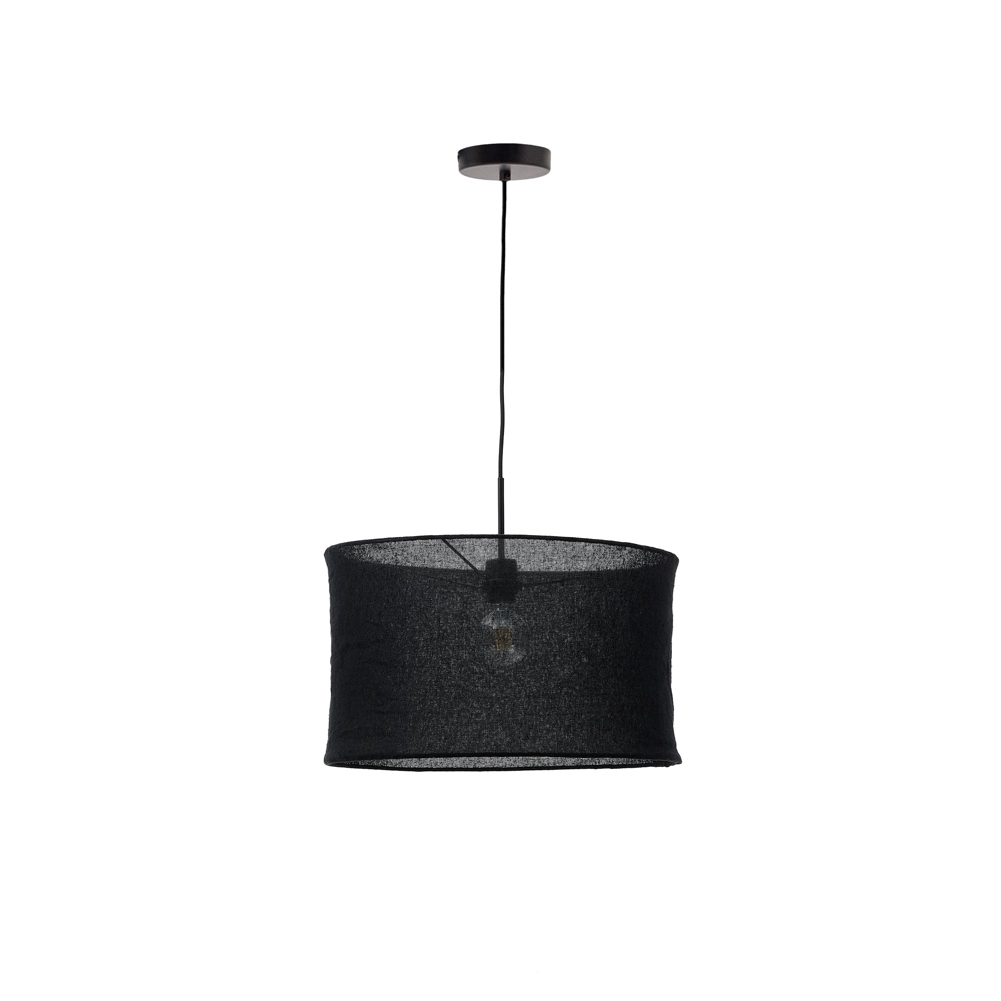 Mariela linen ceiling lamp shade in a black finish Ø 50 x 30 cm - Product Image