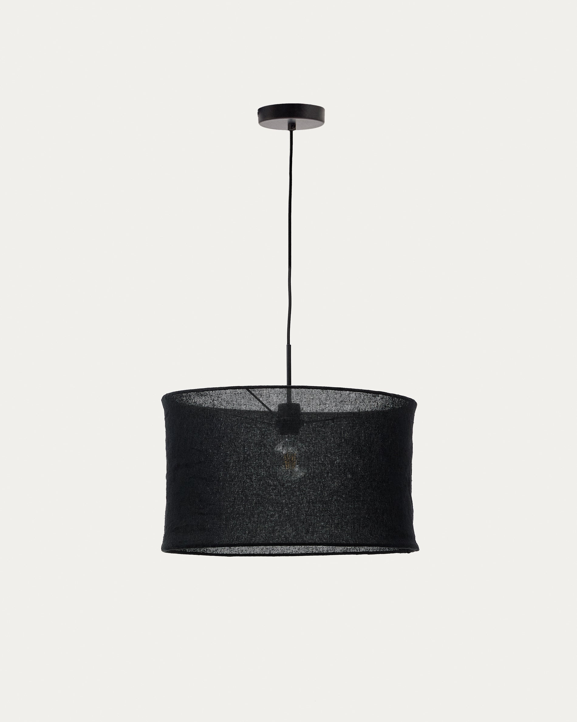 Mariela linen ceiling lamp shade in a black finish Ø 50 x 30 cm - Product View