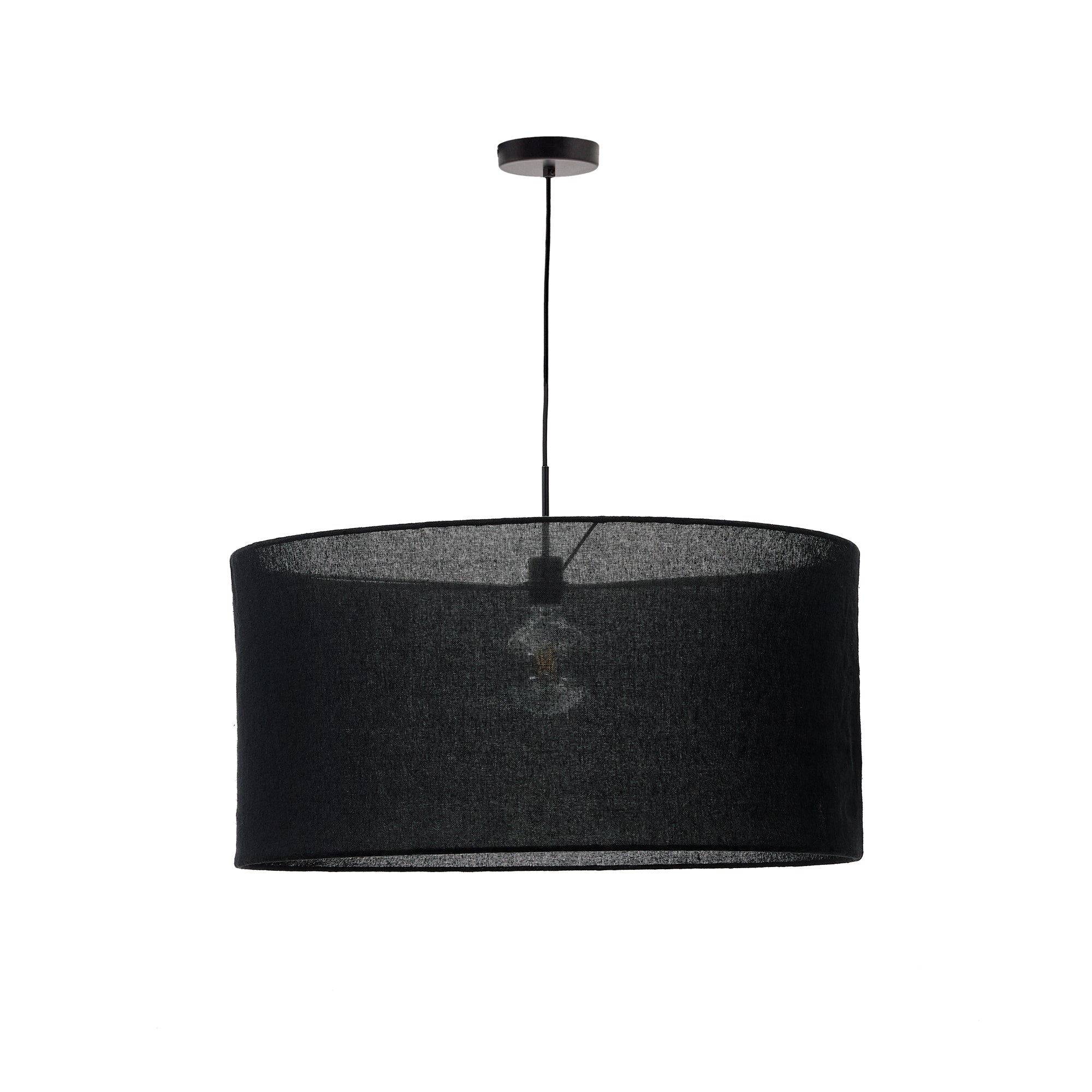 Mariela linen ceiling lamp shade in a black finish Ø 80 x 40 cm - Product Image