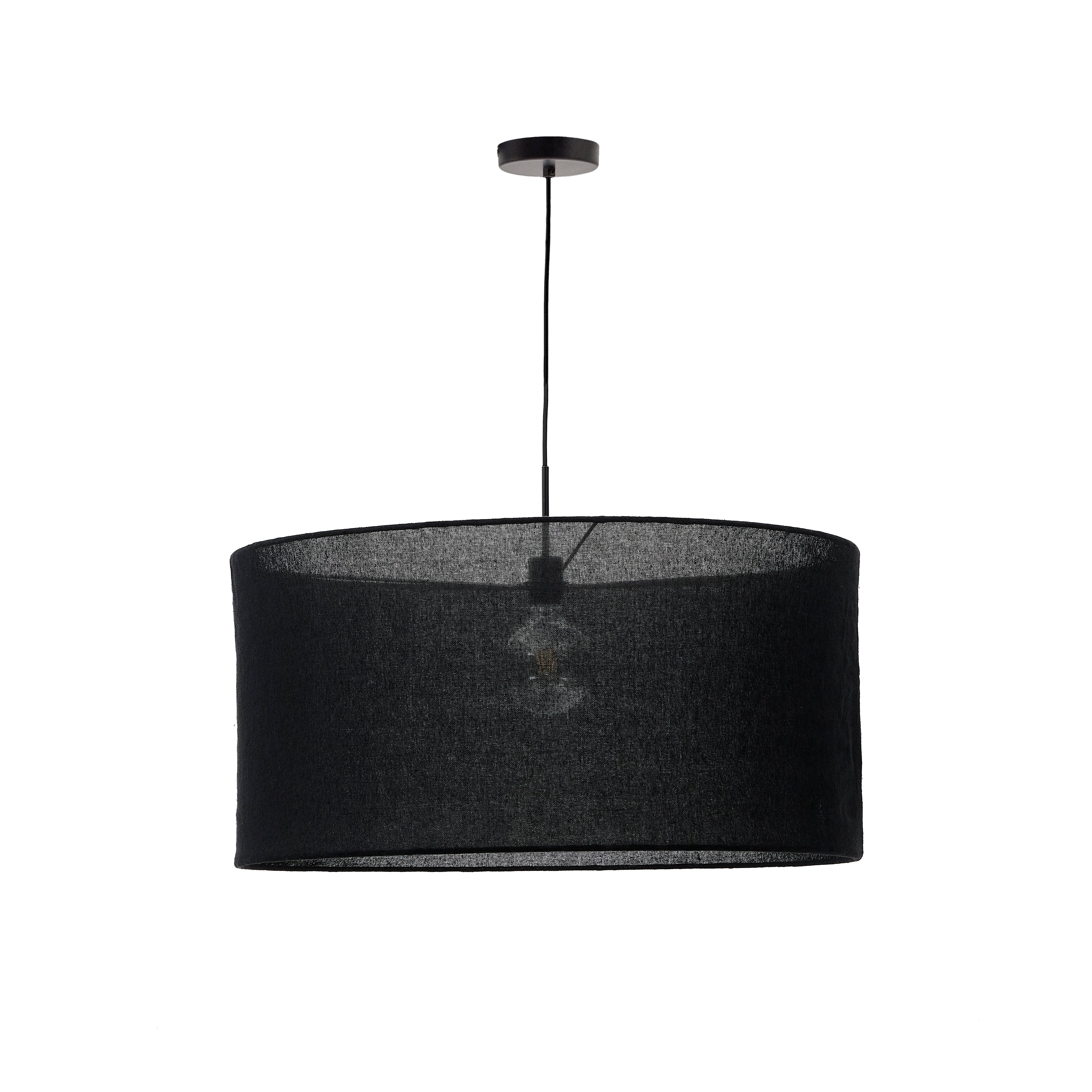 Mariela linen ceiling lamp shade in a black finish Ø 80 x 40 cm - Product Image