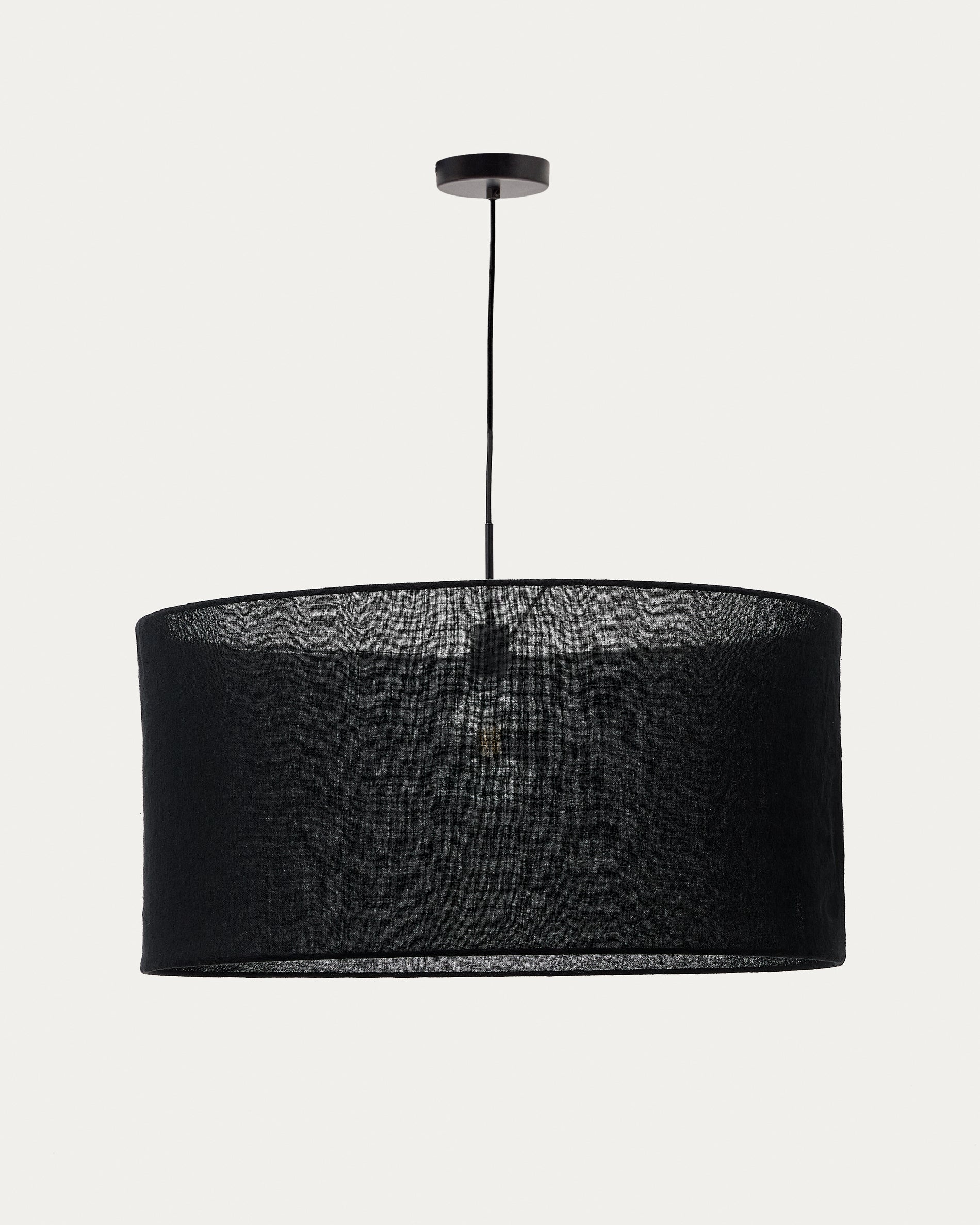 Mariela linen ceiling lamp shade in a black finish Ø 80 x 40 cm - Product View