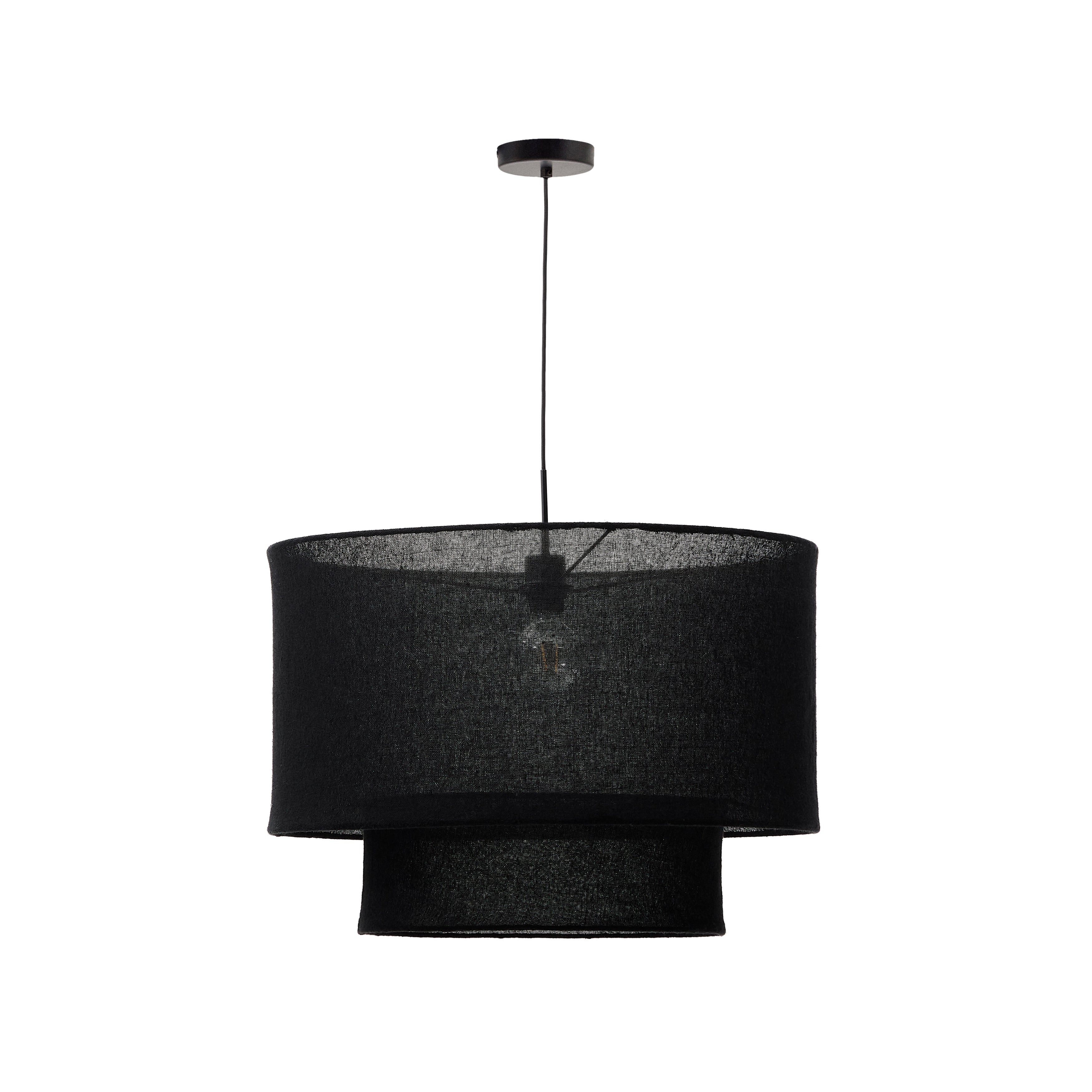 Mariela linen ceiling lamp shade in a black finish Ø 60 x 40 cm - Product Image