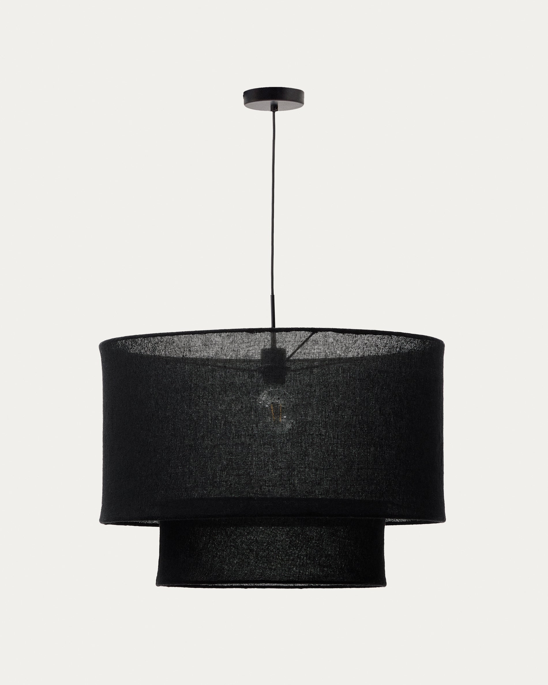 Mariela linen ceiling lamp shade in a black finish Ø 60 x 40 cm - Product View