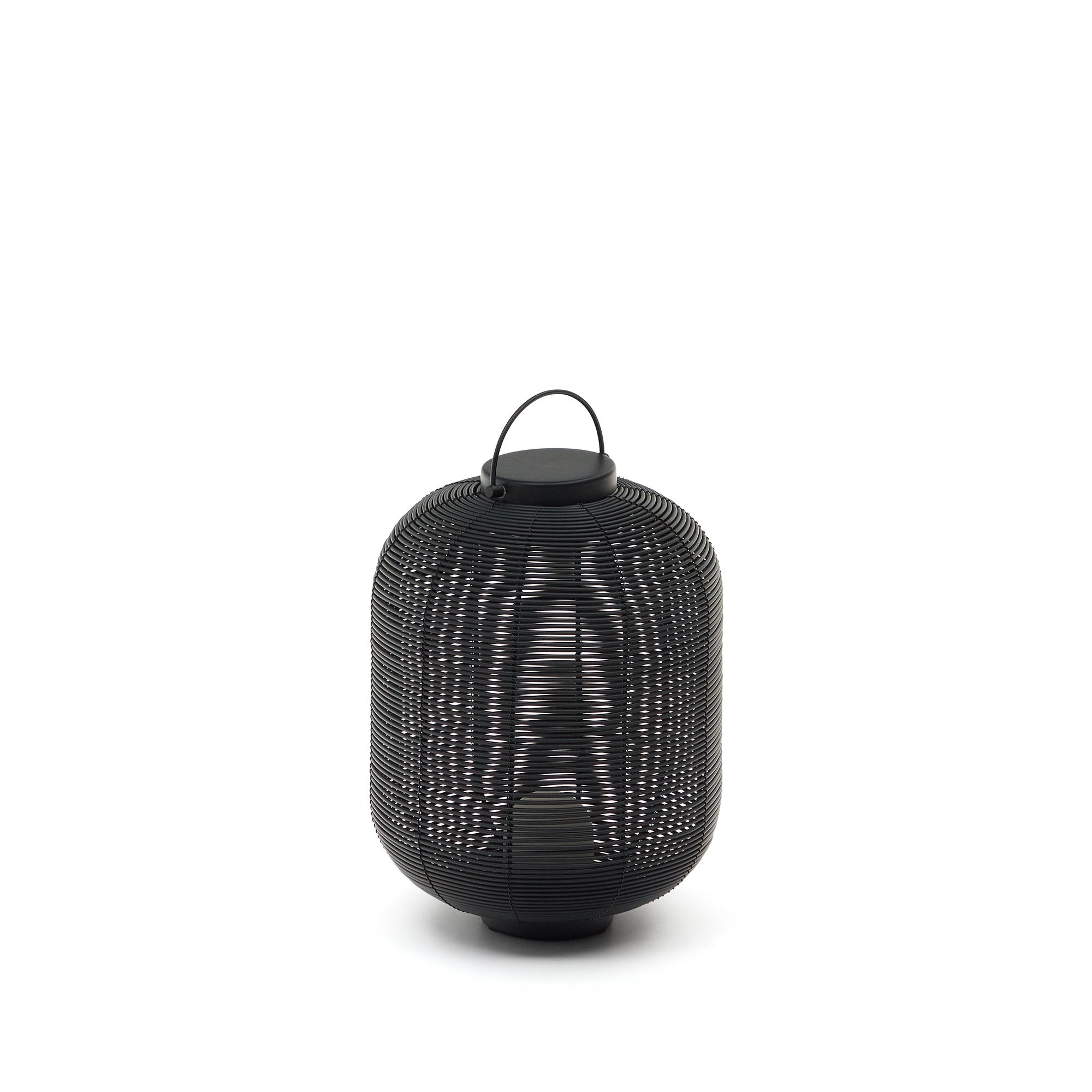 Saranella portable table lamp in black polyrattan - Product Image