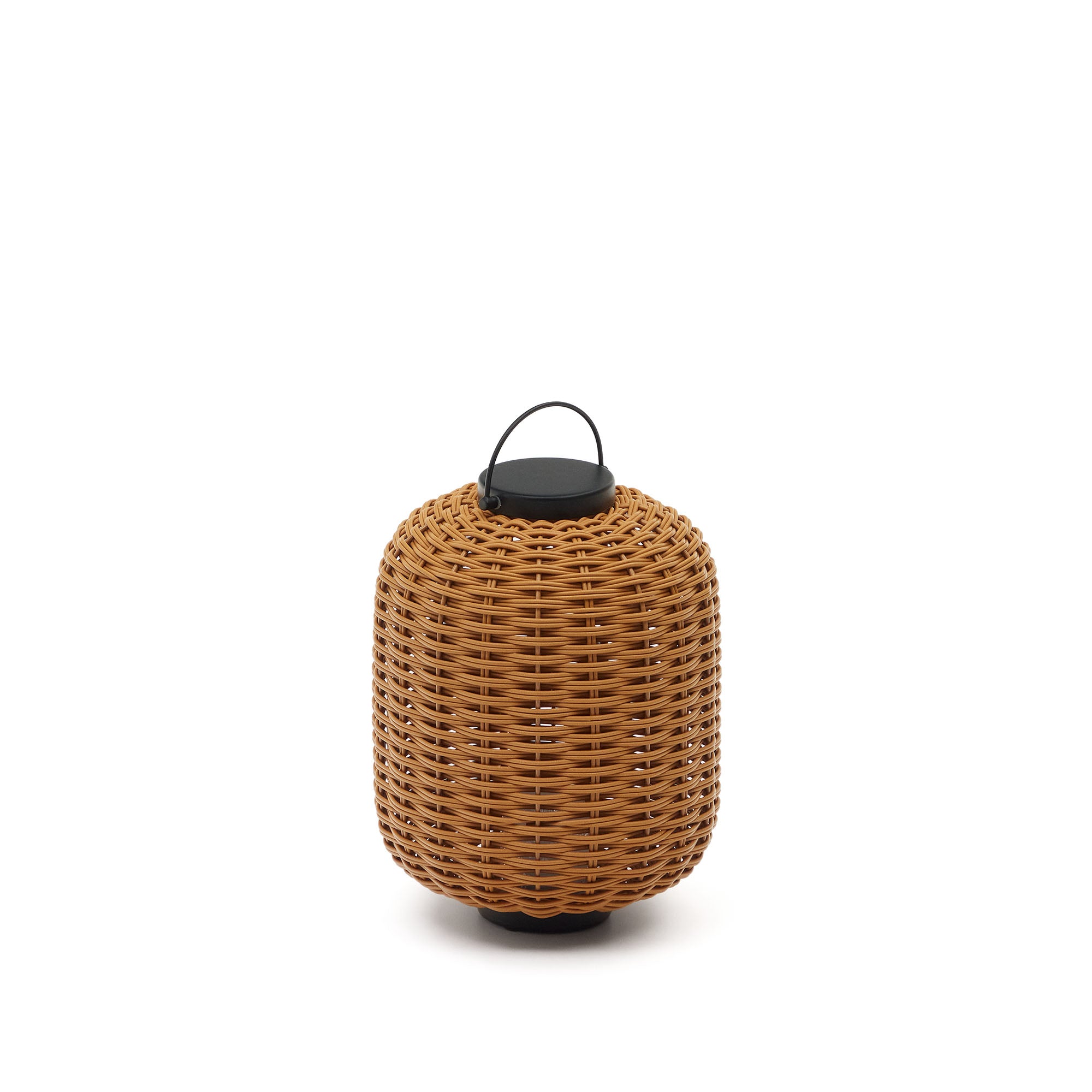 Saranella portable table lamp in brown faux rattan - Product Image