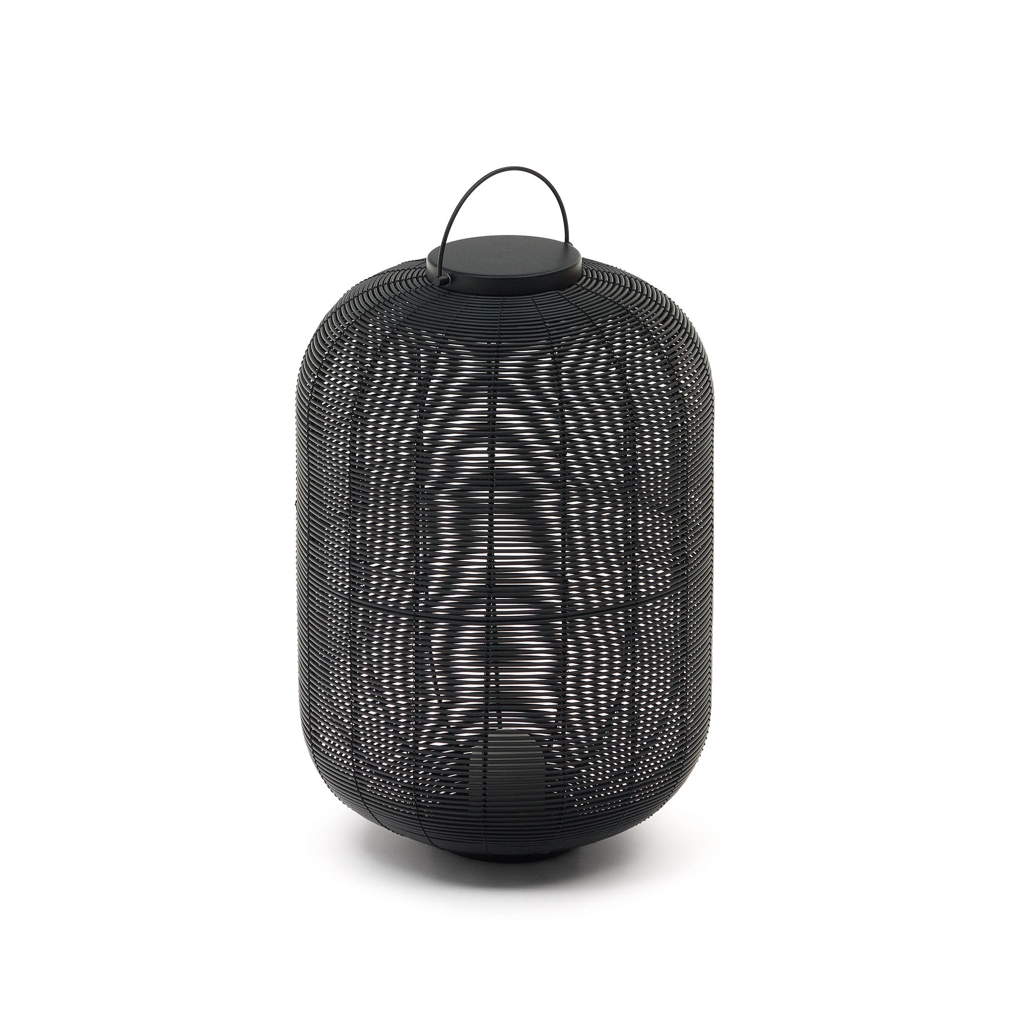 Saranella large portable table lamp in black polyrattan - Product Image