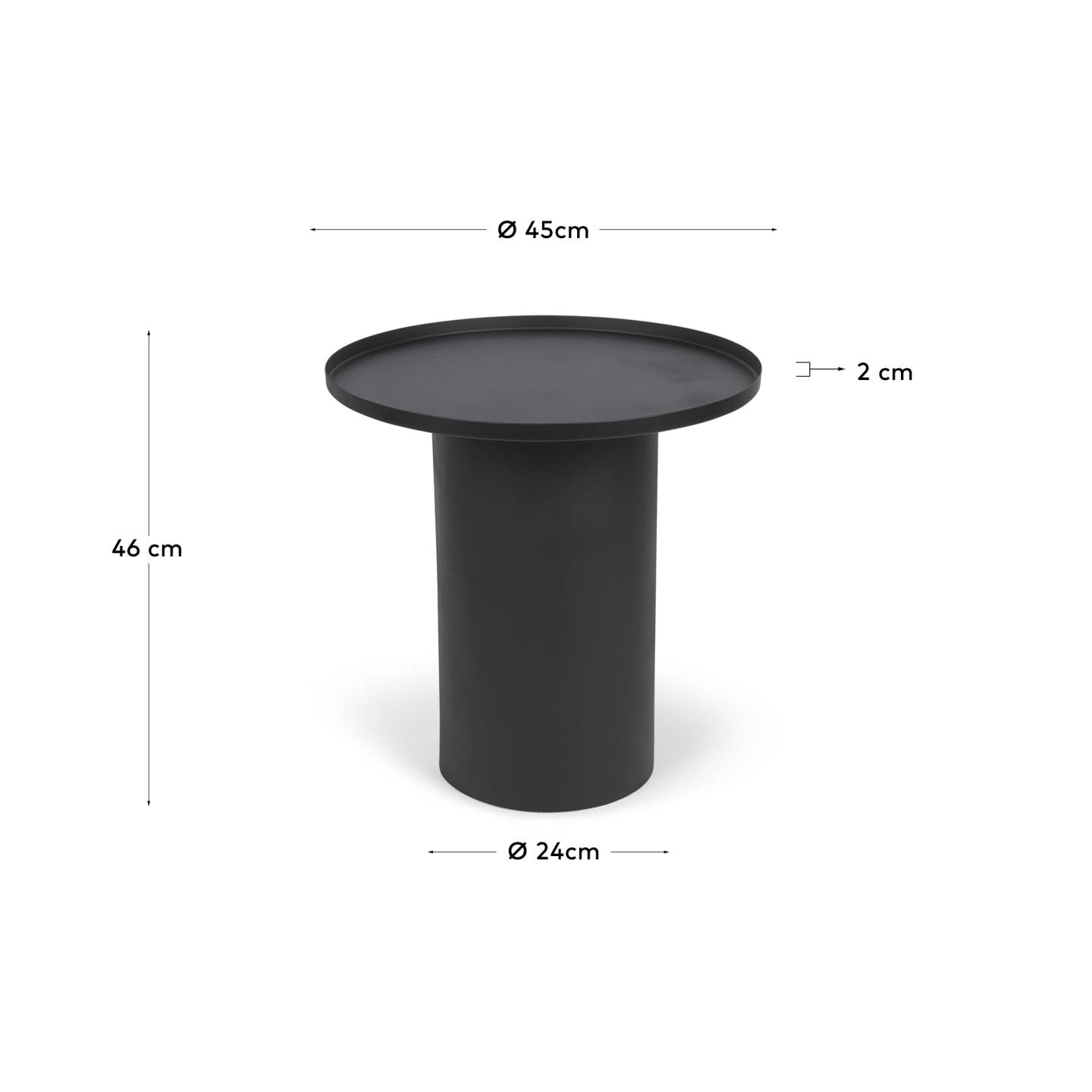 Fleksa round side table in black metal Ø 45 cm - Measurements