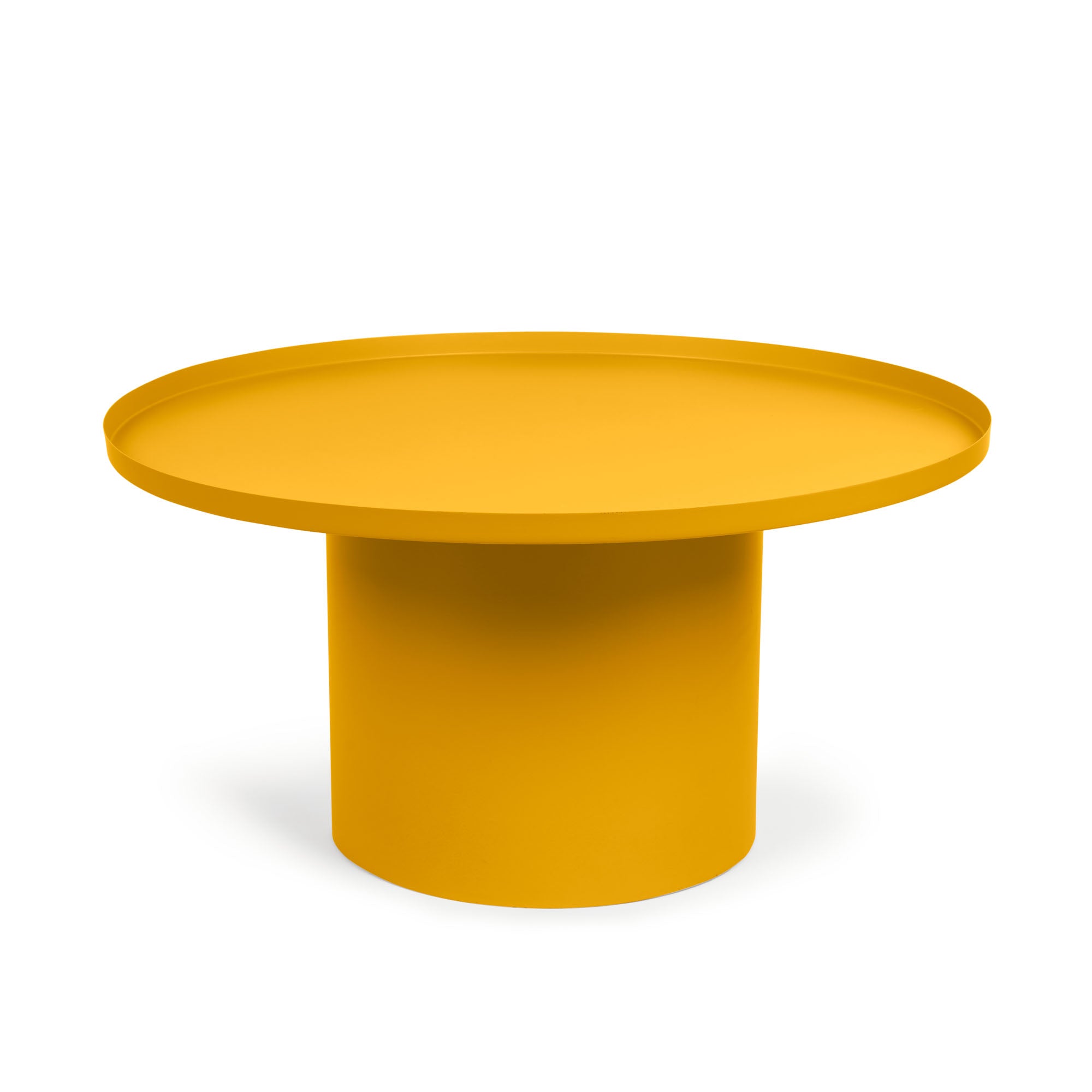 Fleksa round coffee table in mustard metal, Ø 72 cm - Product Image