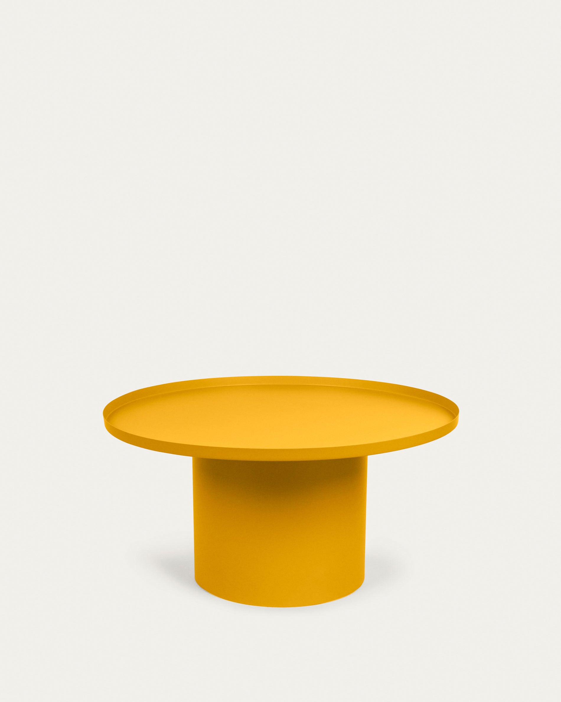 Fleksa round coffee table in mustard metal, Ø 72 cm - Product View