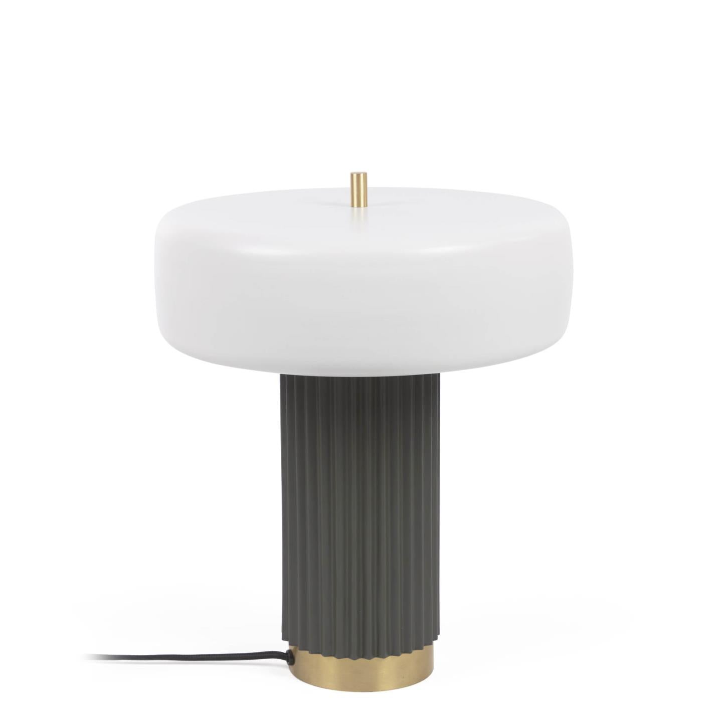 Serenella table lamp in metal with white and green painted finish - Product Image