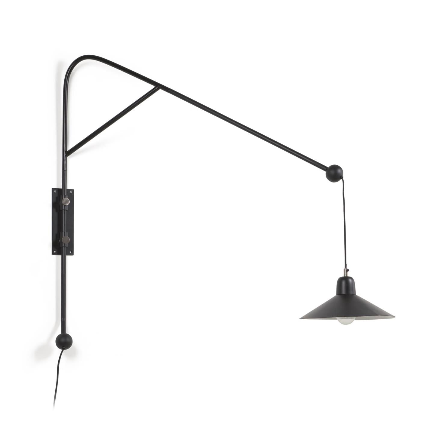Eleazar wall light in metal with black painted finish - Product Image