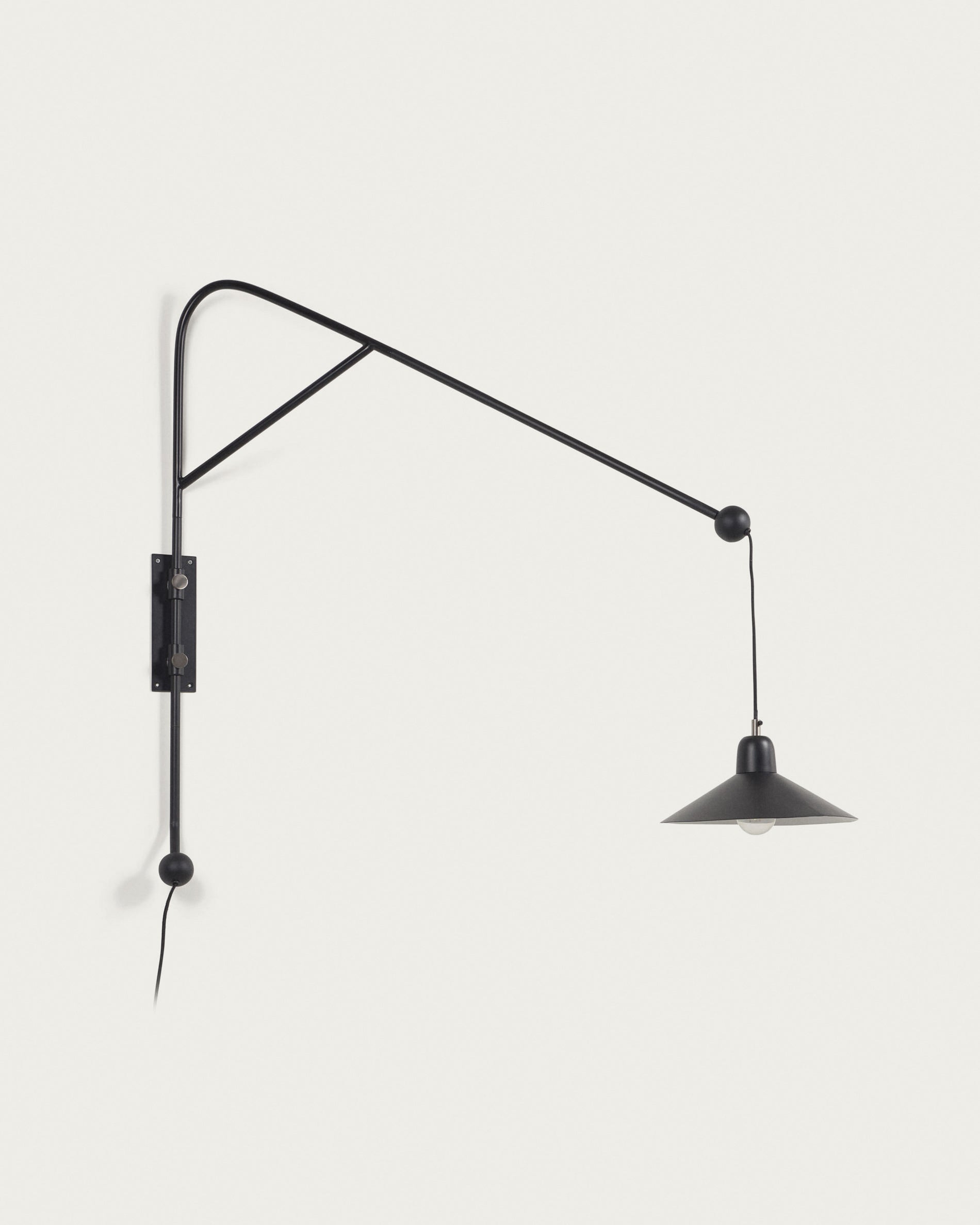 Eleazar wall light in metal with black painted finish - Product View