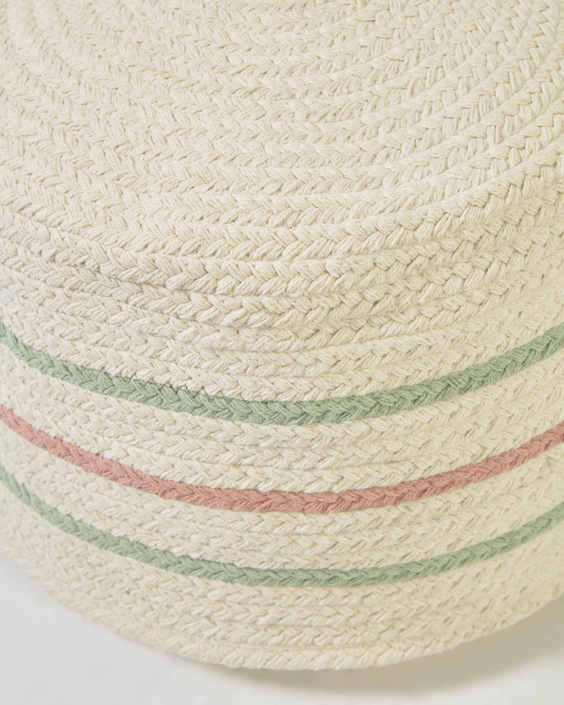 Daiana round cotton pouffe, beige and multicolour Ø 40 cm - Detail
