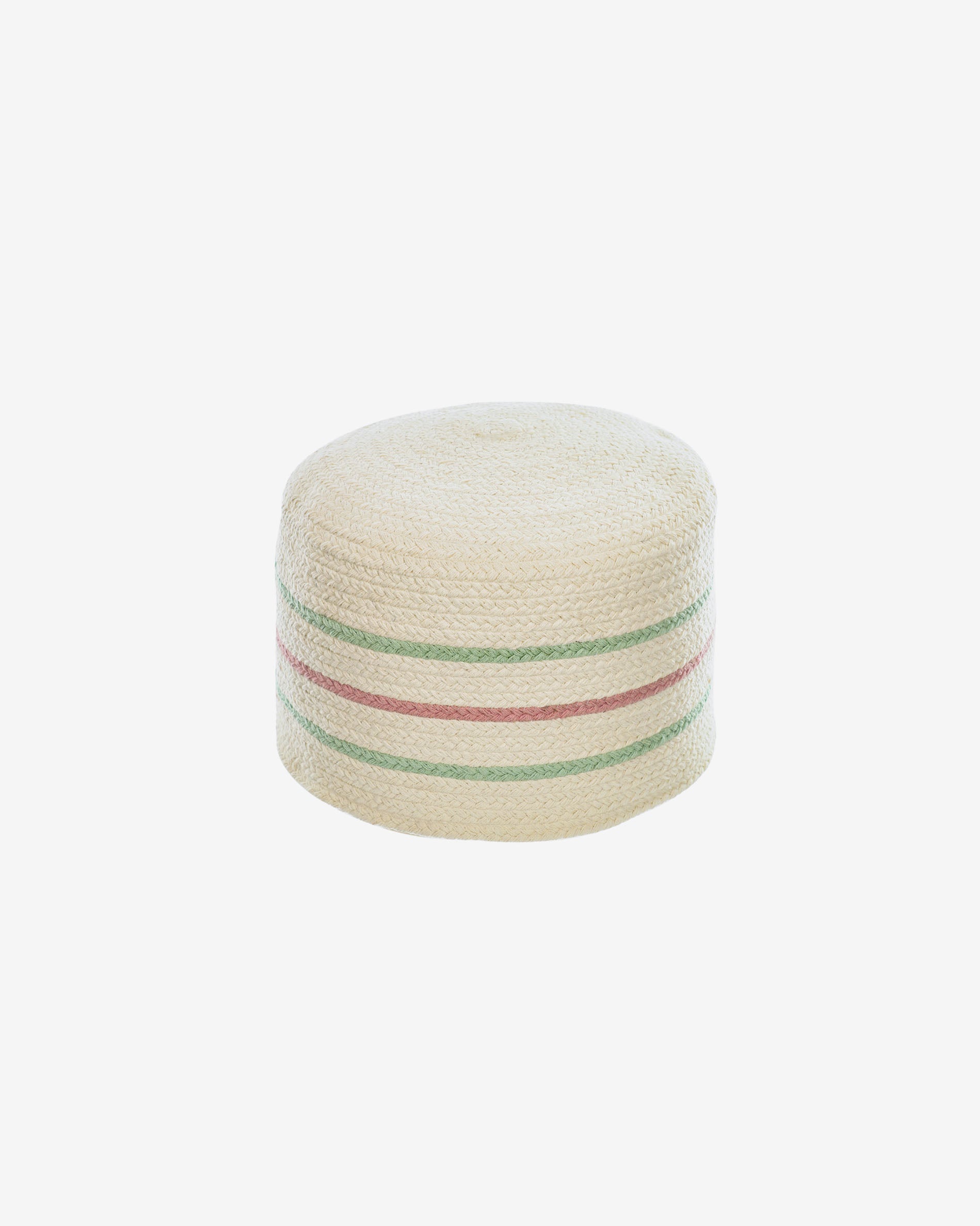 Daiana round cotton pouffe, beige and multicolour Ø 40 cm - Product View