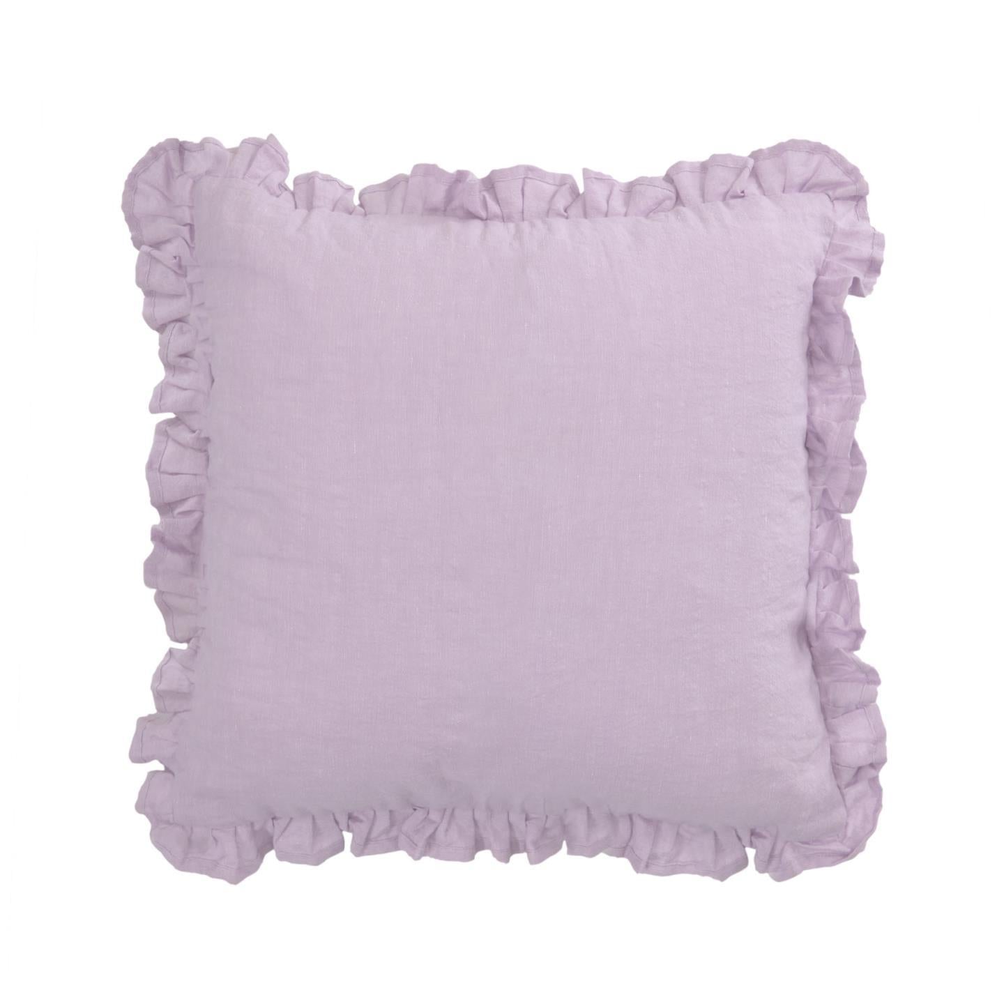 Nacha cotton and linen cushion cover in mauve, 45 x 45 cm - Product Image