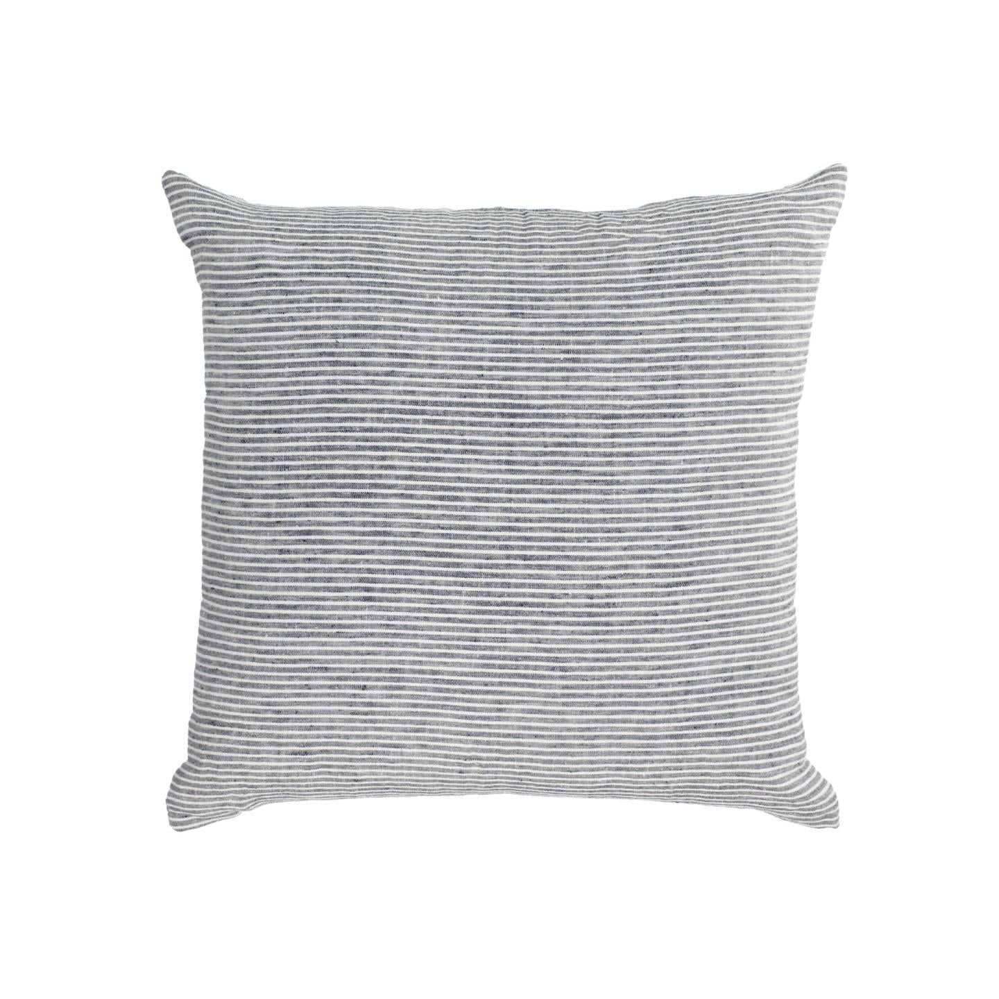 Marena 100% linen cushion cover with black and white stripes 45 x 45 cm - Product Image