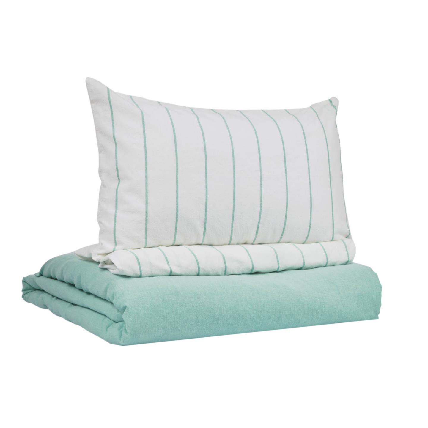 Gaitana duvet cover, sheet & pillowcase set in turquoise GOTS-certified cotton 70 x 140 cm