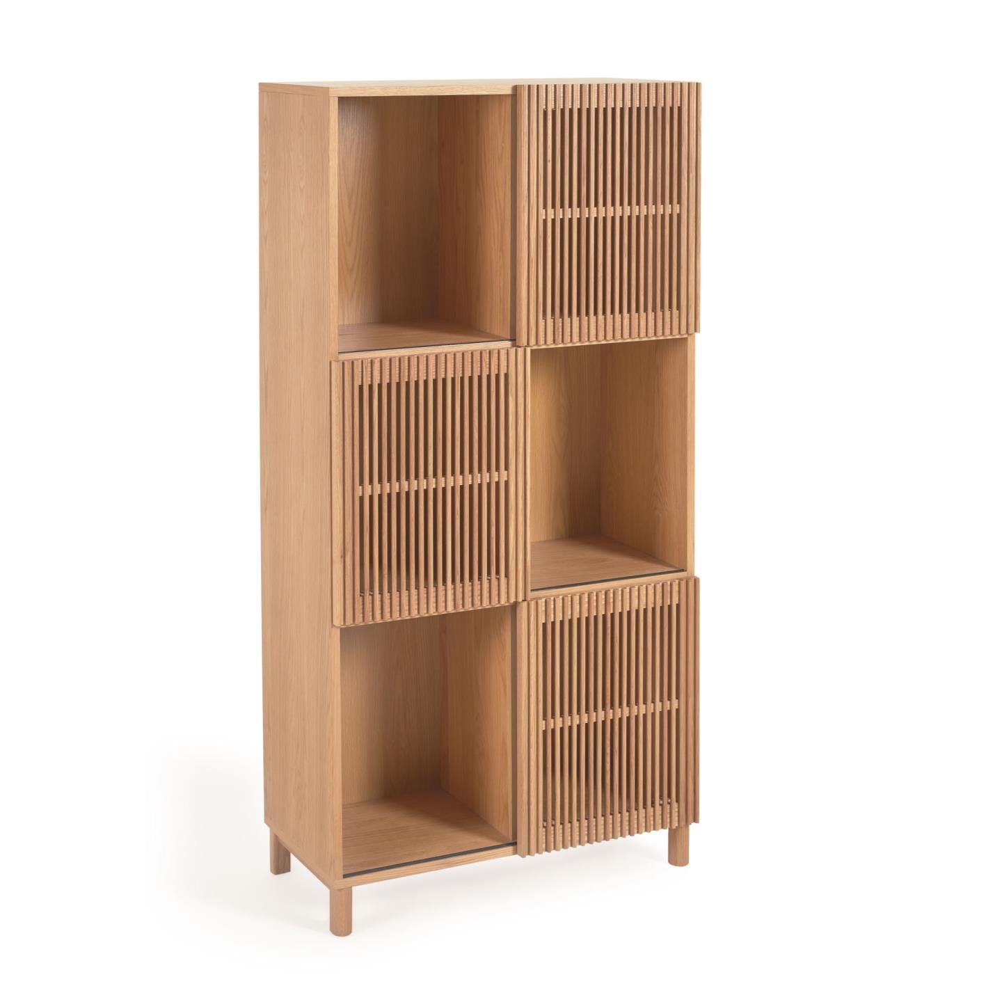 Beyla shelf unit in solid oak wood and oak veneer 84.5 x 170cm FSC 100% - Product Image