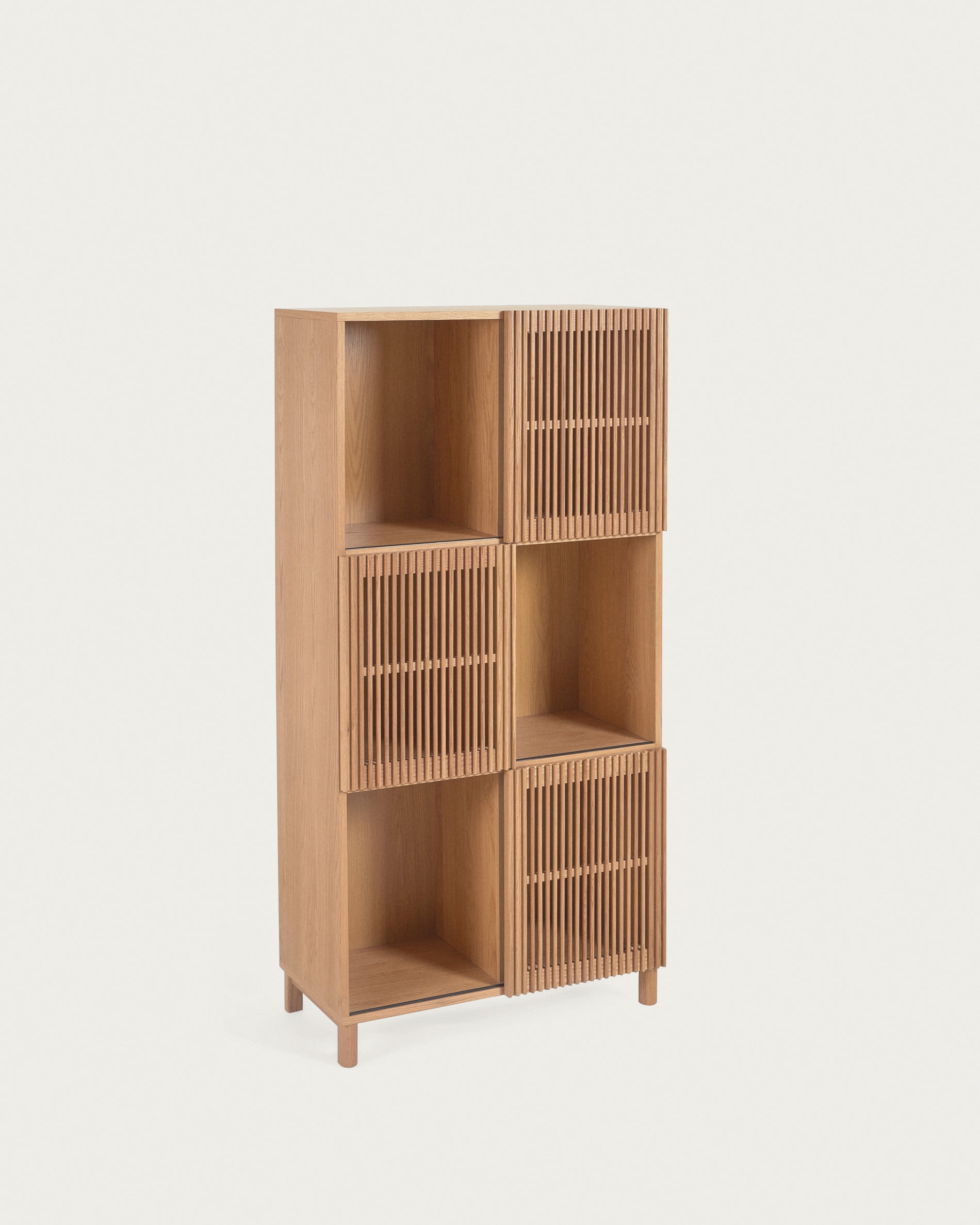 Beyla shelf unit in solid oak wood and oak veneer 84.5 x 170cm FSC 100% - Product View