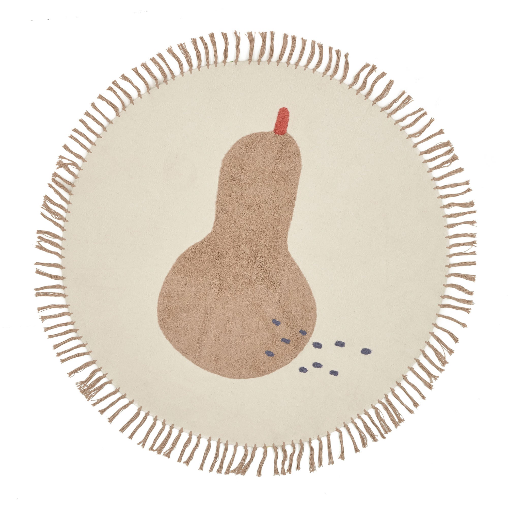 Tamya 100% cotton round rug with brown pear, Ø 120 cm - Product Image