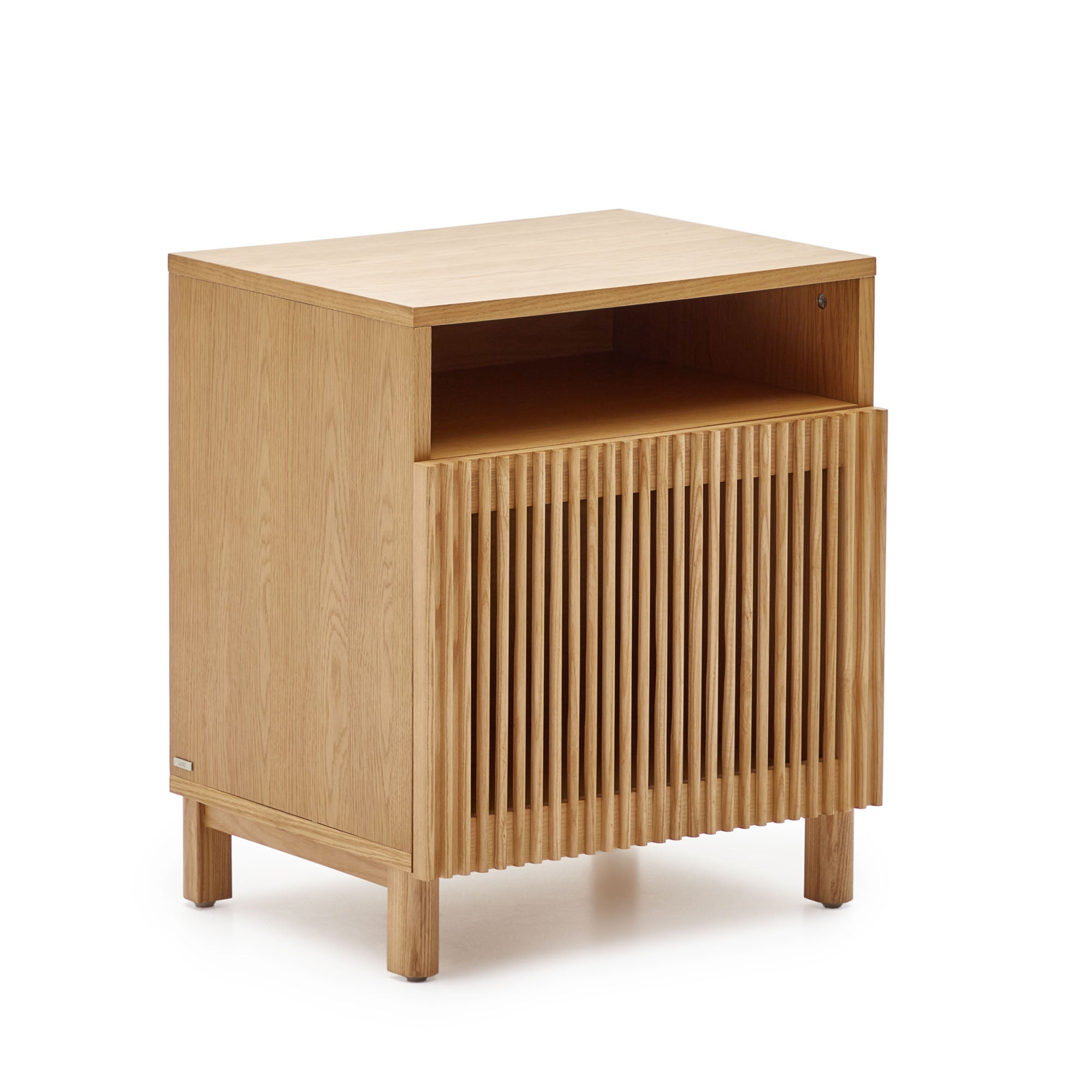 Beyla bedside table in solid oak wood and oak veneer 53 x 62cm FSC 100% - Product Image