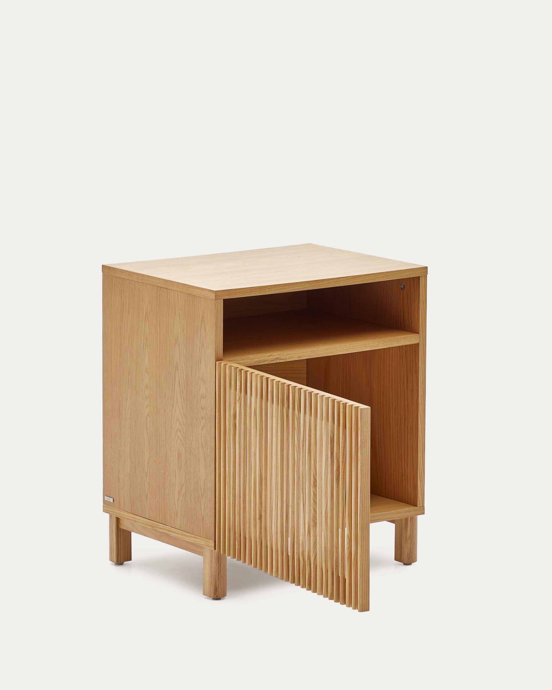 Beyla bedside table in solid oak wood and oak veneer 53 x 62cm FSC 100% - Product View