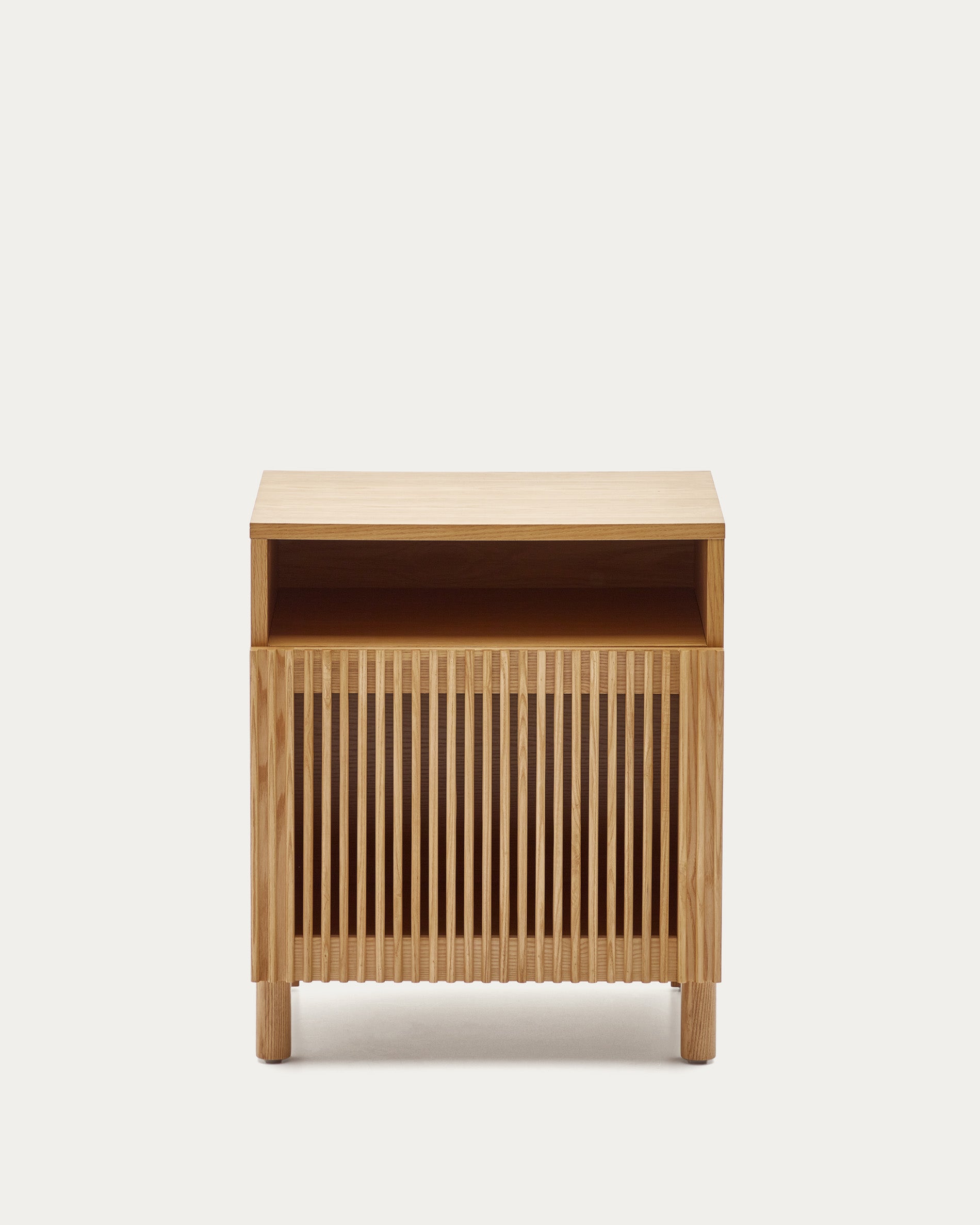 Beyla bedside table in solid oak wood and oak veneer 53 x 62cm FSC 100% - Product View
