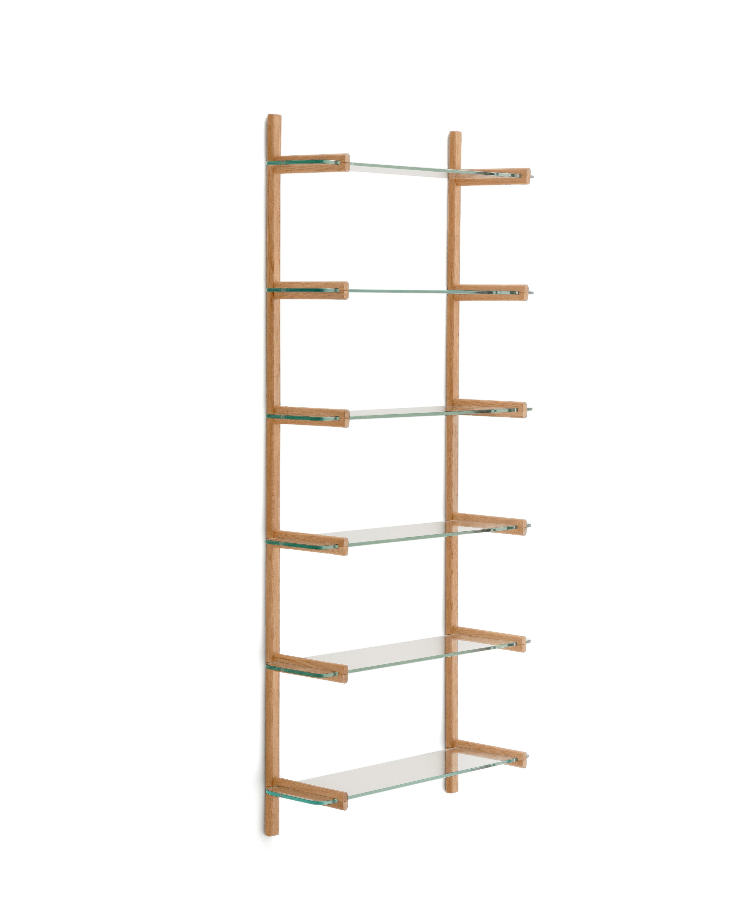Sitra modular shelf, 6 glass shelves and FSC Mix Credit solid oak wood, 90 cm - Product Image
