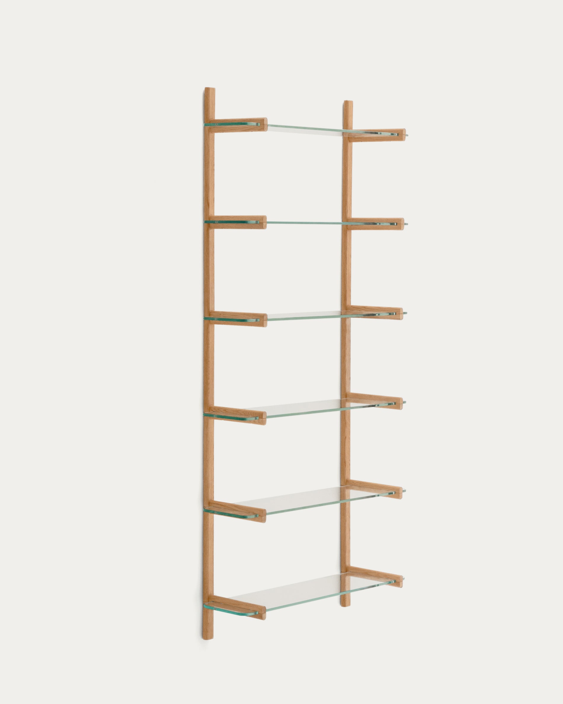 Sitra modular shelf, 6 glass shelves and FSC Mix Credit solid oak wood, 90 cm - Product Image