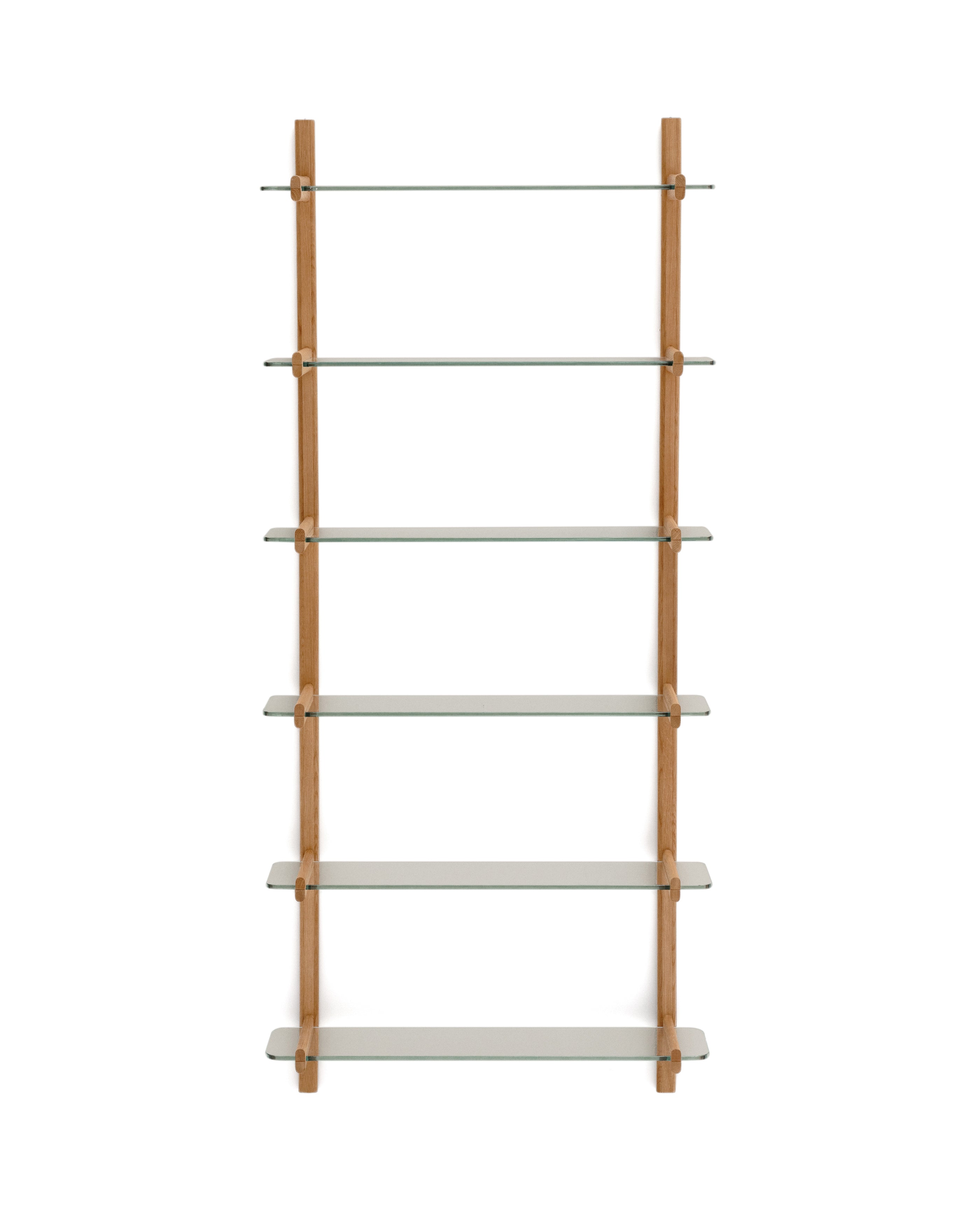 Sitra modular shelf, 6 glass shelves and FSC Mix Credit solid oak wood, 90 cm - Product Image