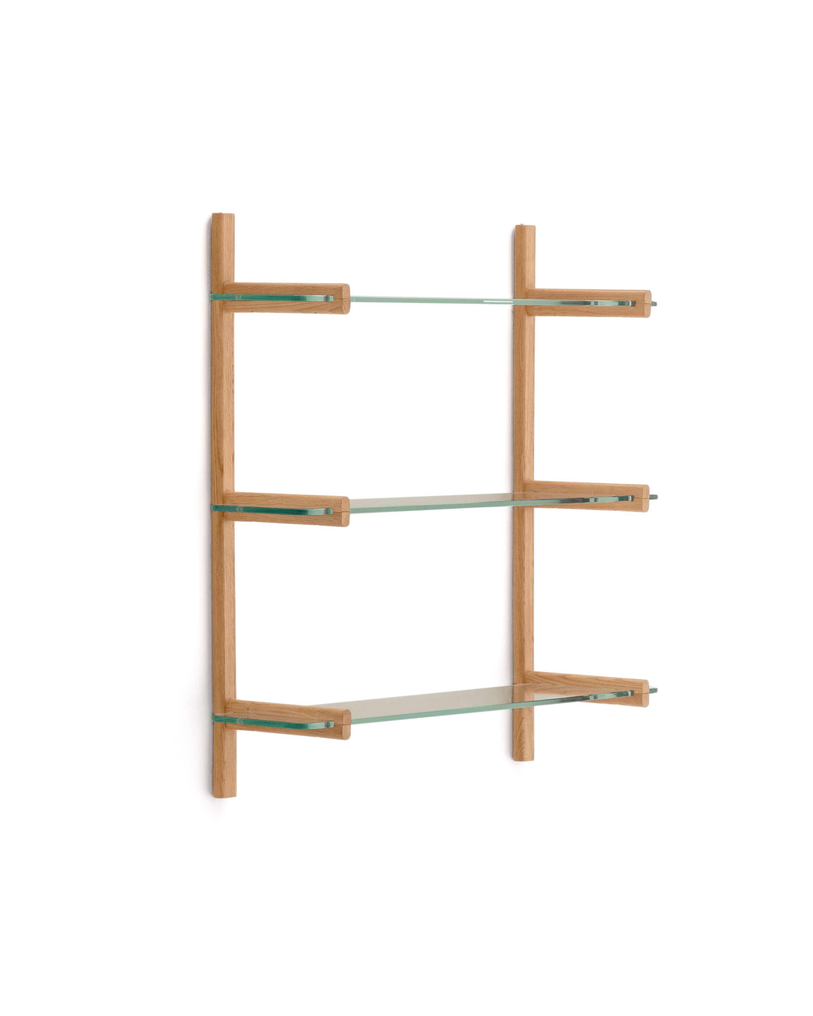 Sitra modular shelf, 3 glass shelves and FSC Mix Credit solid oak wood, 90 cm - Product Image